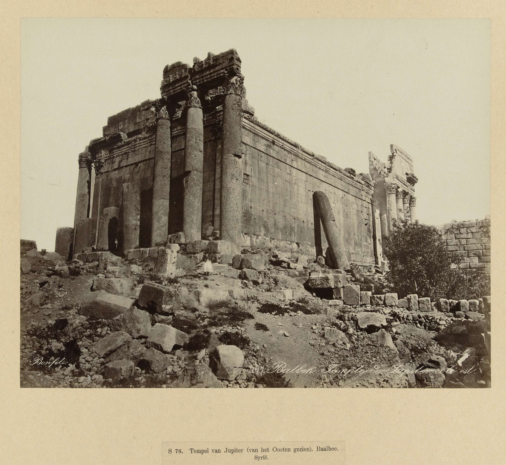Ruïne van de tempel van Bacchus, Baalbek by Félix Bonfils