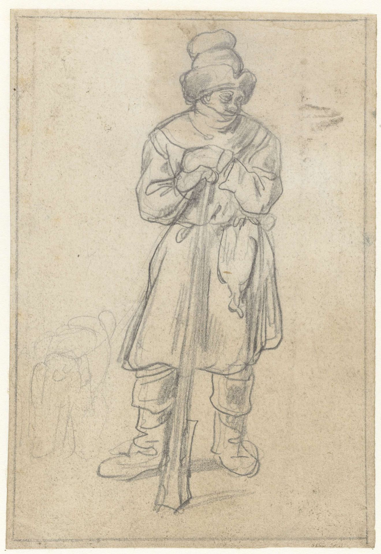 Study of a Standing Duck Hunter, Leaning on his Gun by Hendrick Avercamp