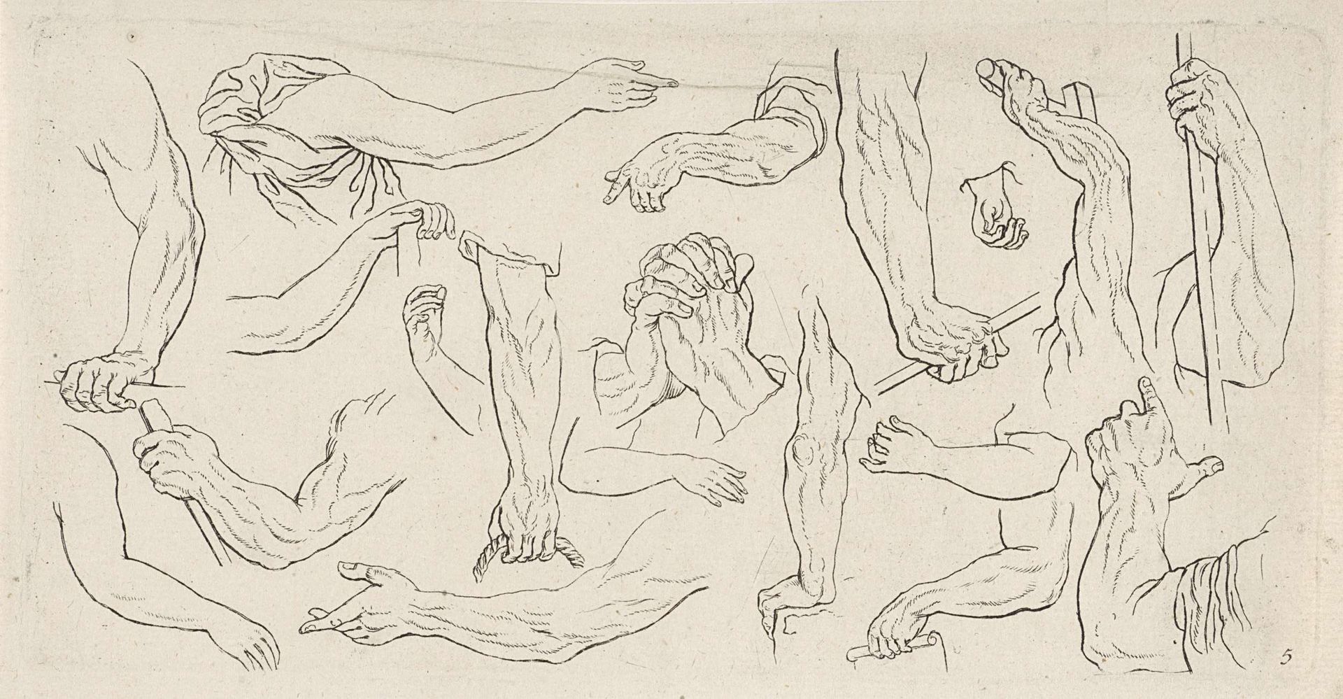 Studies van menselijke armen by Leonard Schenk