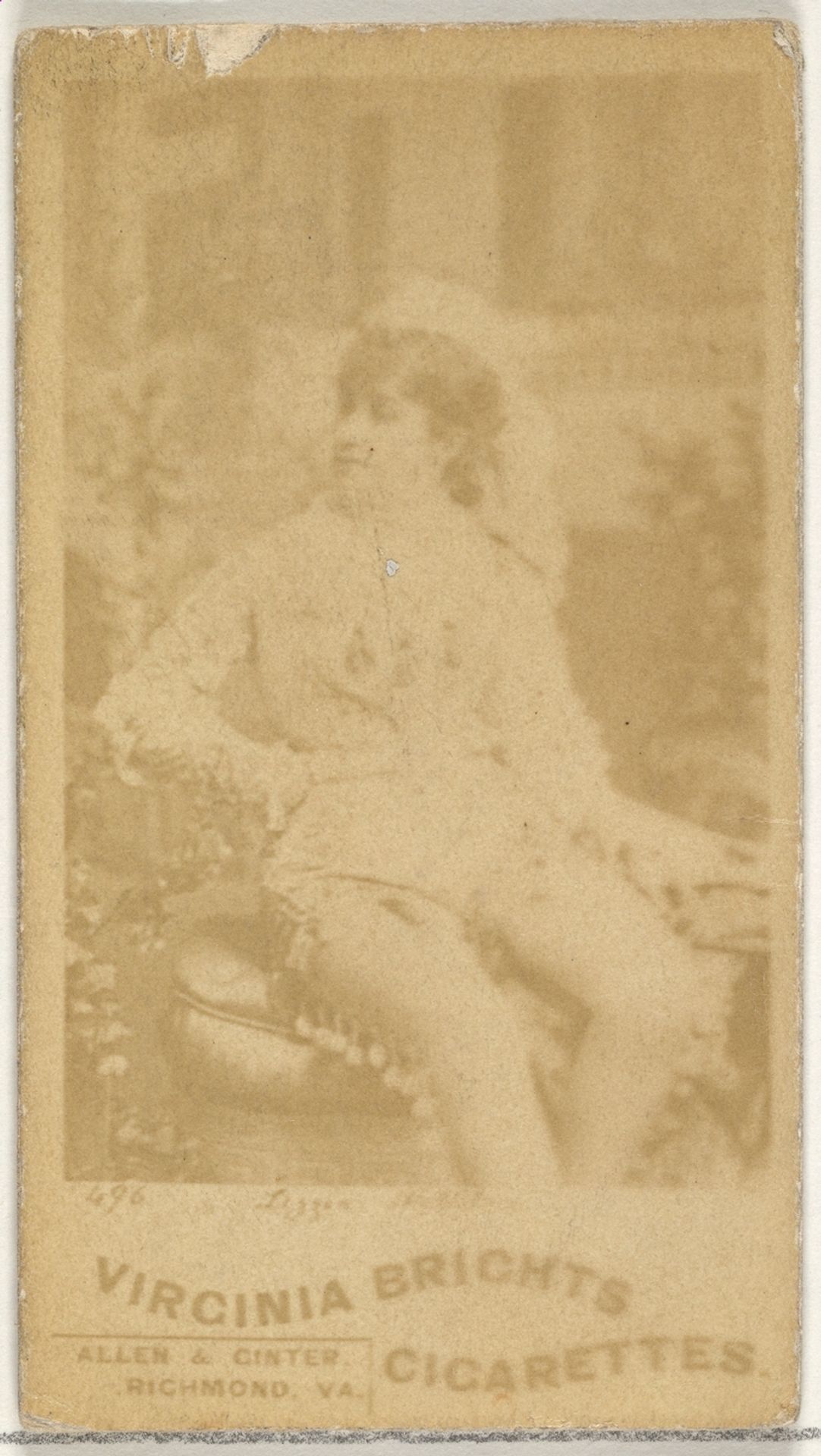 Card 496, from the Actors and Actresses series (N45, Type 1) for Virginia Brights Cigarettes by Allen & Ginter