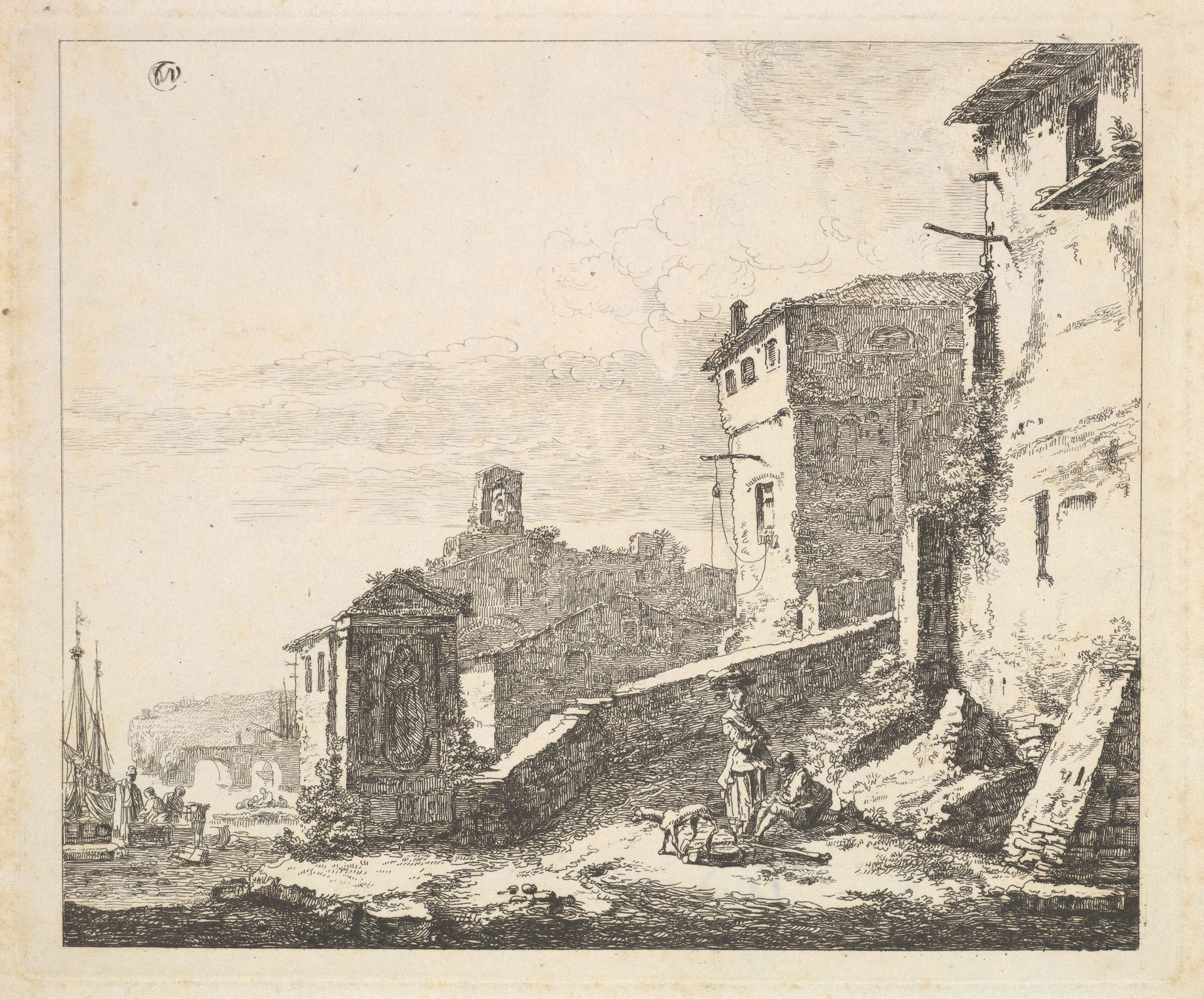 Village Scene with Woman Standing Beside a Seated Man (copy) by Thomas Wijck