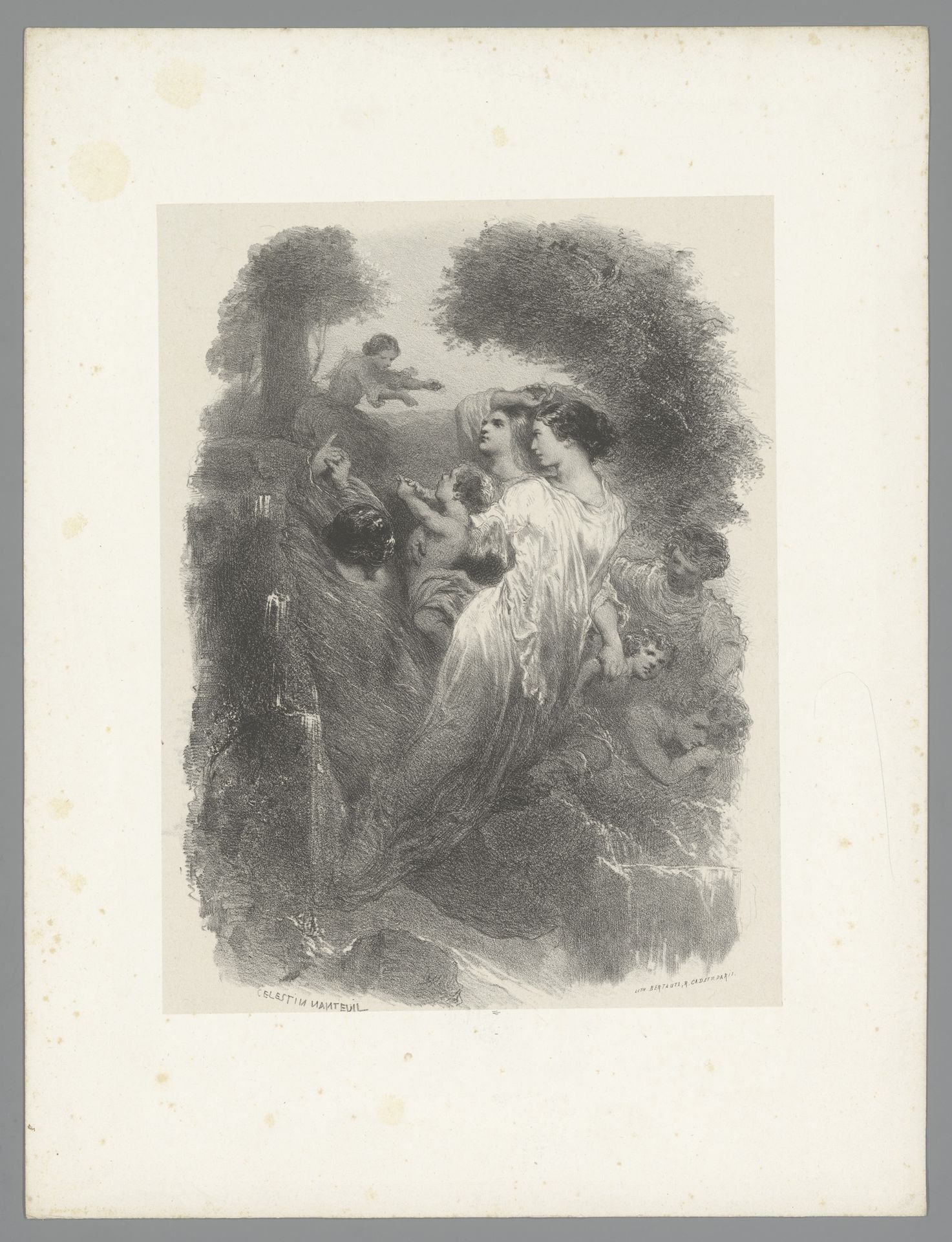 Verschillende figuren en putti in het bos by Célestin Nanteuil