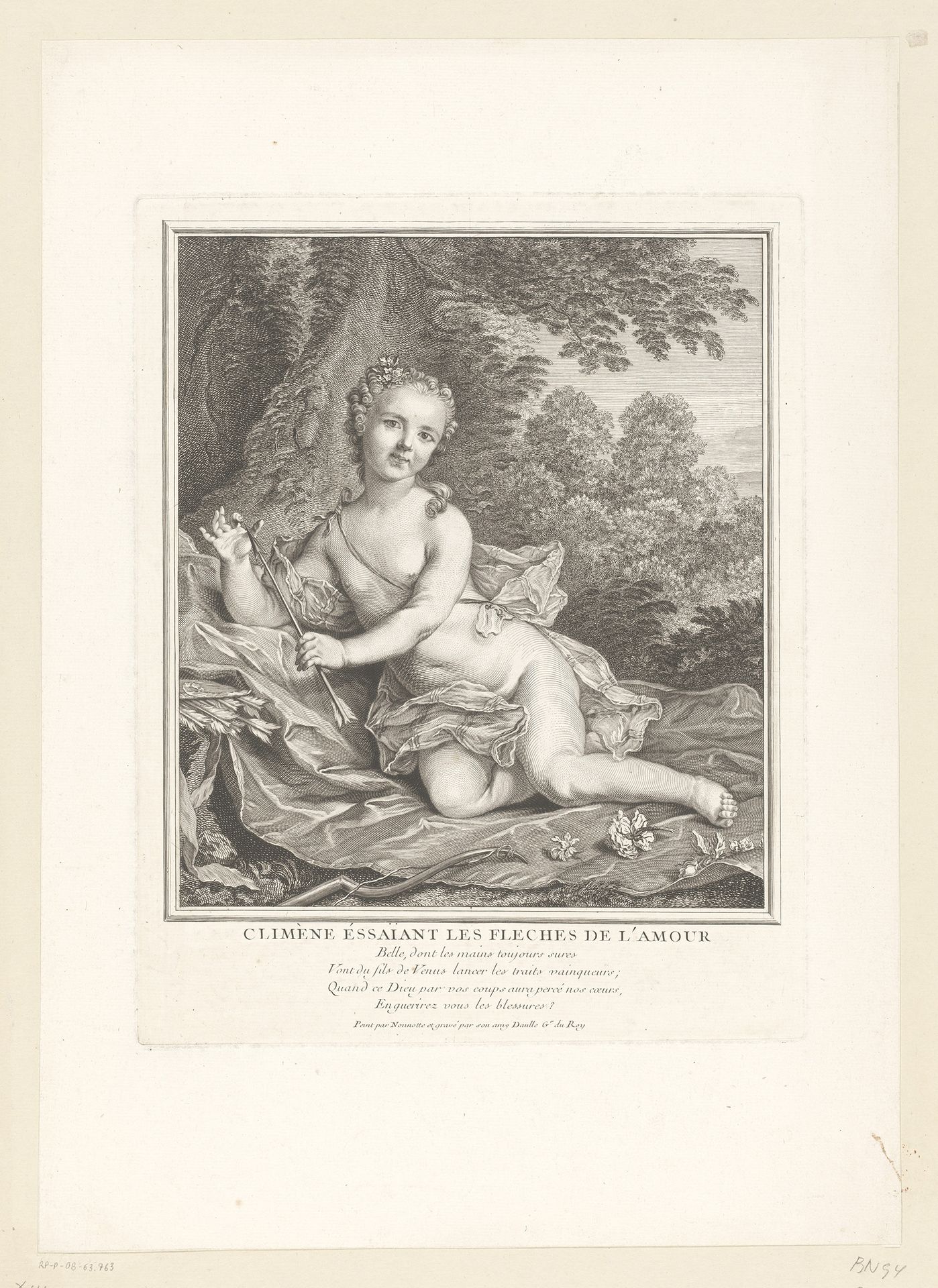 Meisje spelend met Cupido's pijl by Jean Daullé
