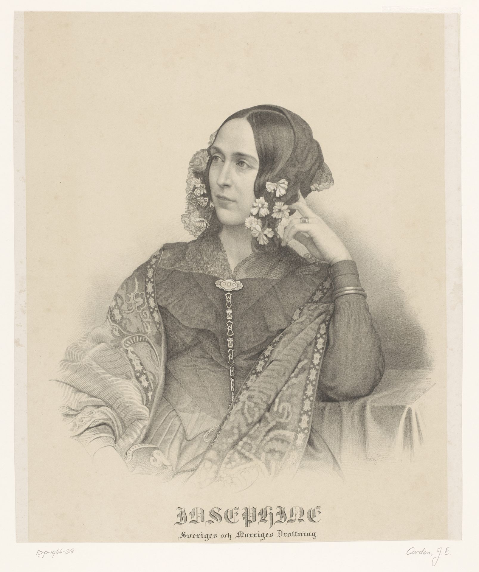 Portret van Josephine von Leuchtenberg, koningin van Zweden by Johan Elias Cardon