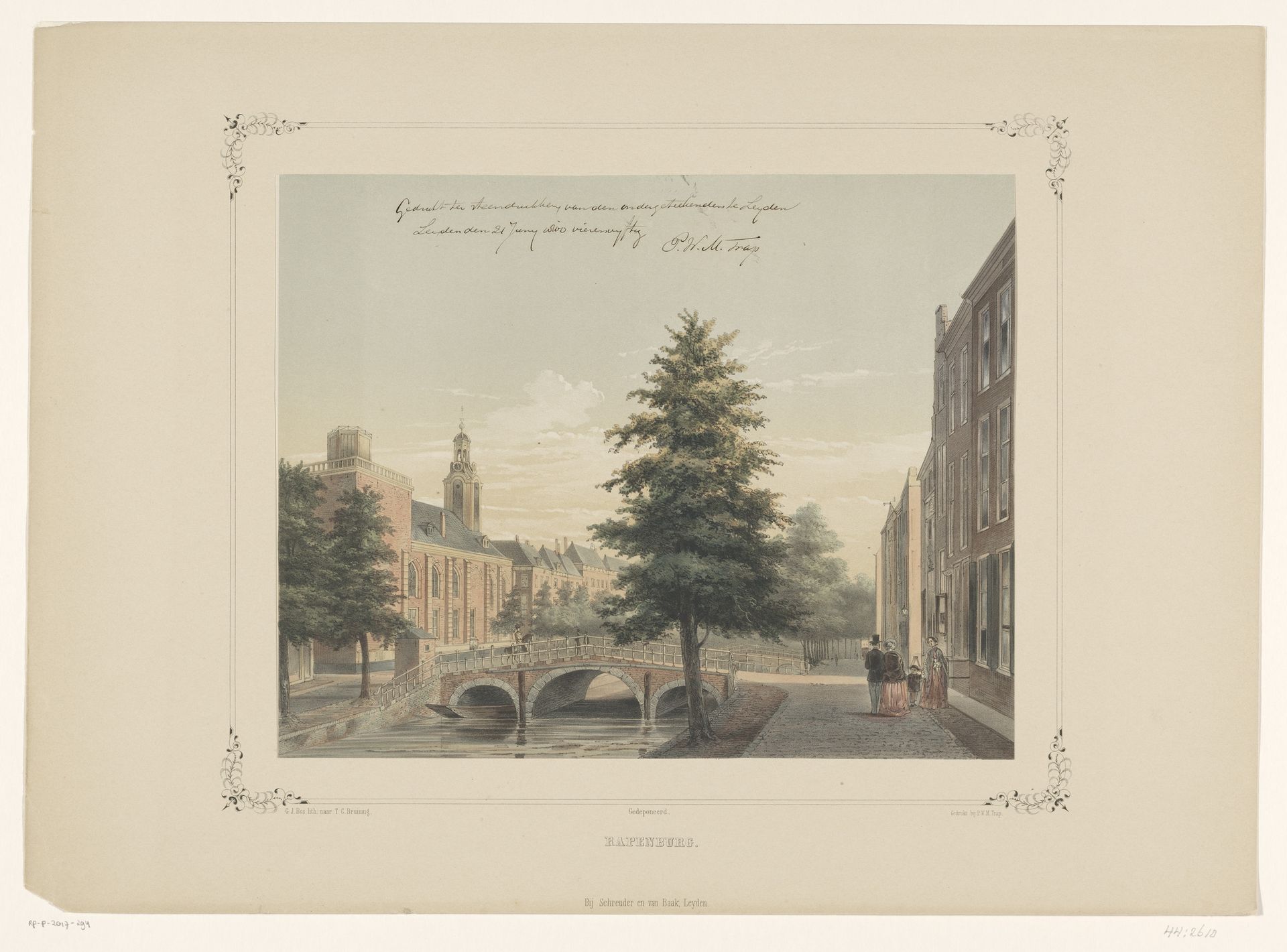 Gezicht op de Rapenburg in Leiden by Gerardus Johannes Bos