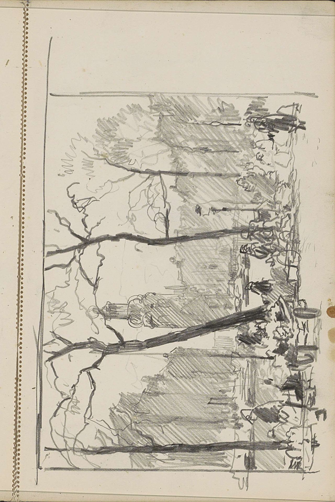 Figuren op een pad langs een gracht by Cornelis Vreedenburgh