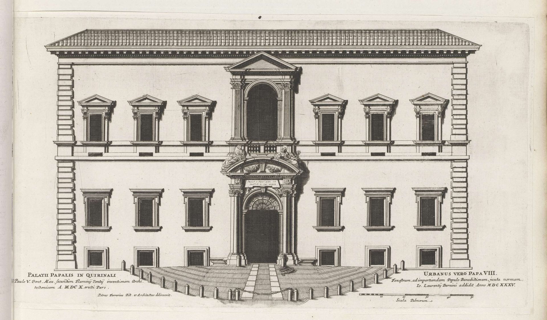 Façade van Palazzo del Quirinale te Rome by Giovanni Battista Falda