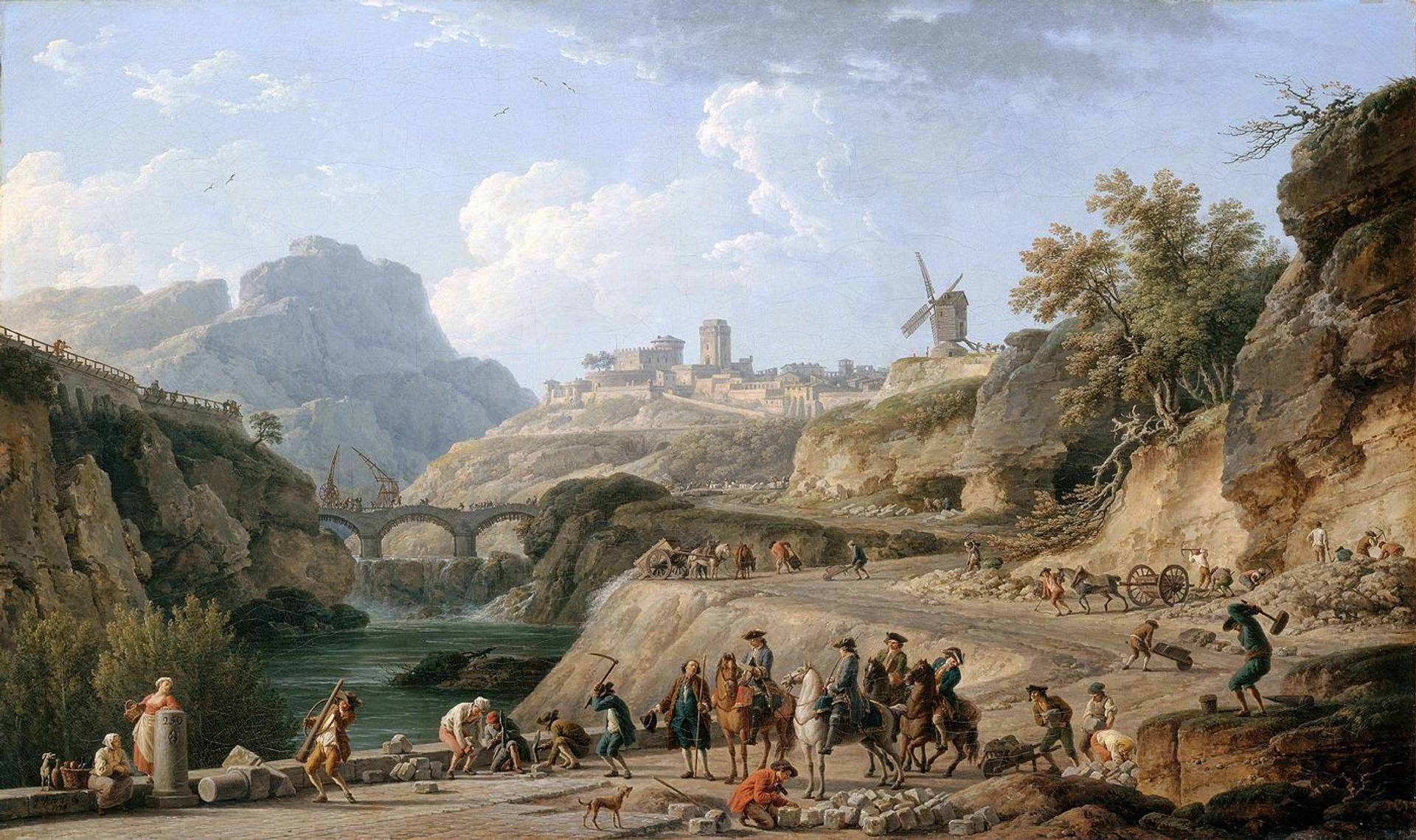La construction d'un grand chemin by Claude-Joseph Vernet