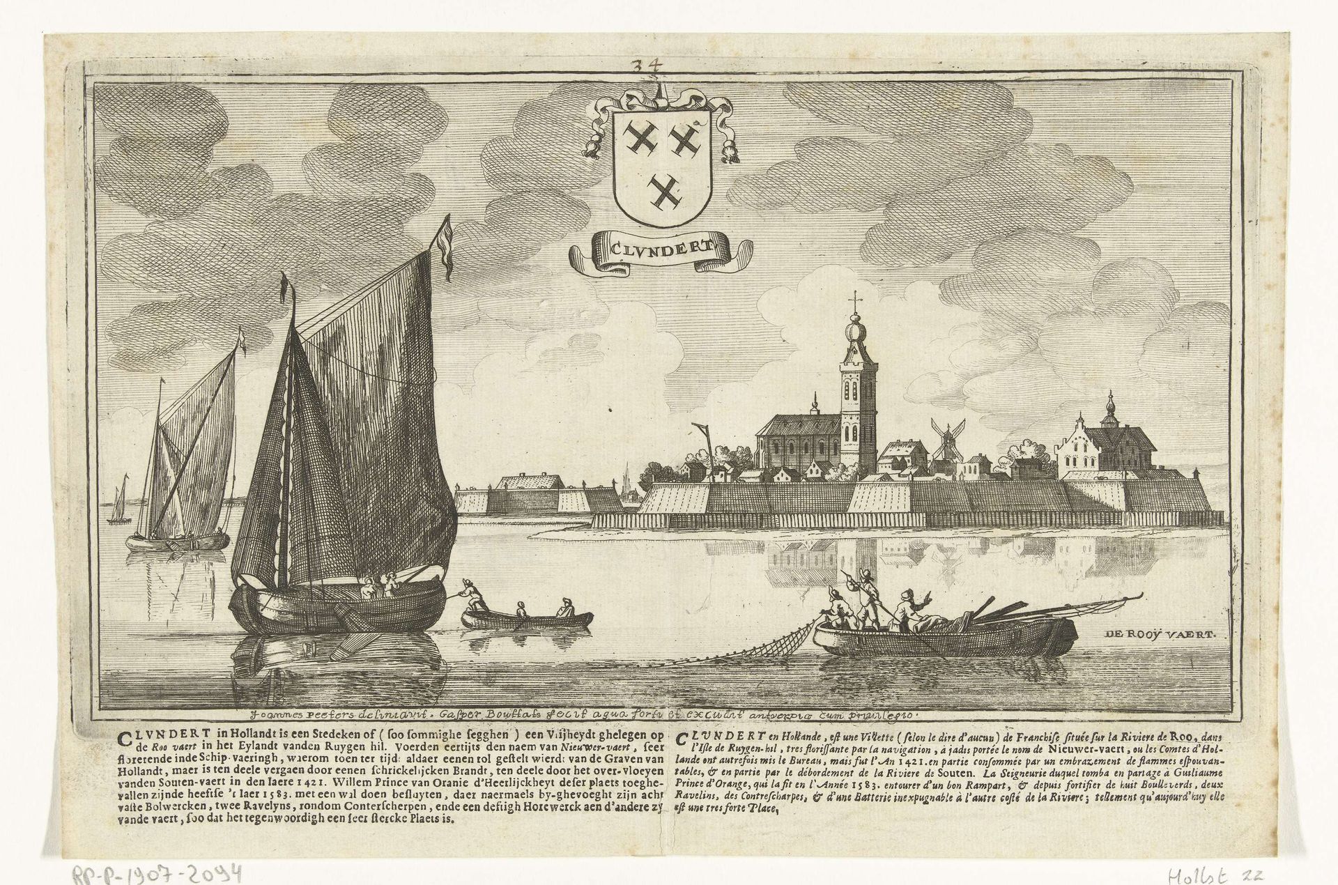 Gezicht op Klundert by Gaspar Bouttats
