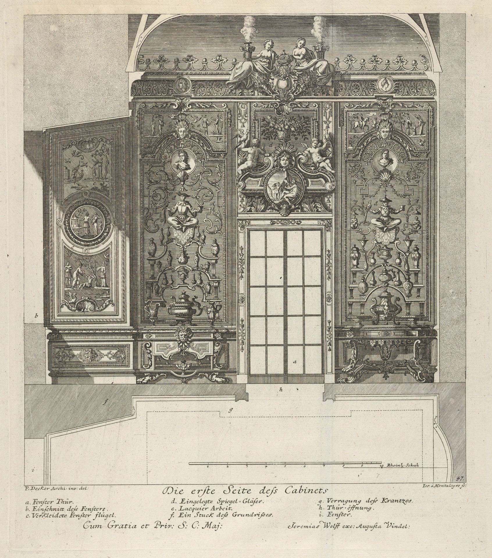 The First Wall of the Porcelain Room, from: 'Fürstlicher Baumeister Oder: Architectura civilis' by Paul Decker the Elder