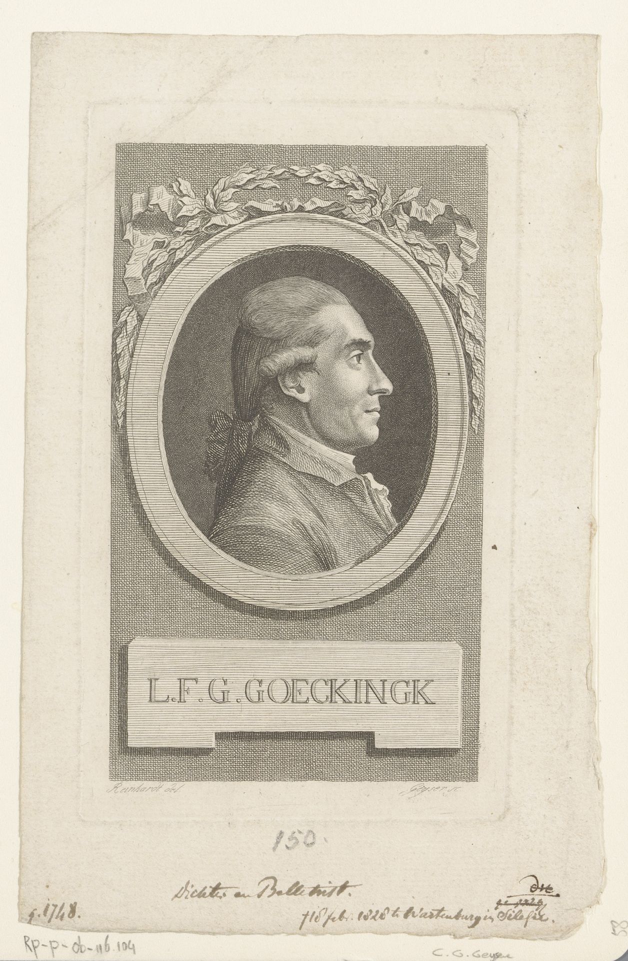 Portret van Leopold Friedrich Günther von Goeckingk by Christian Gottlieb Geyser