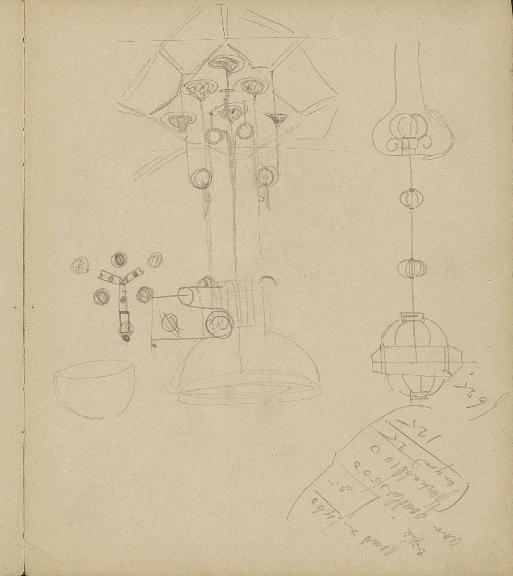 Ontwerpen voor hanglampen by Carel Adolph Lion Cachet