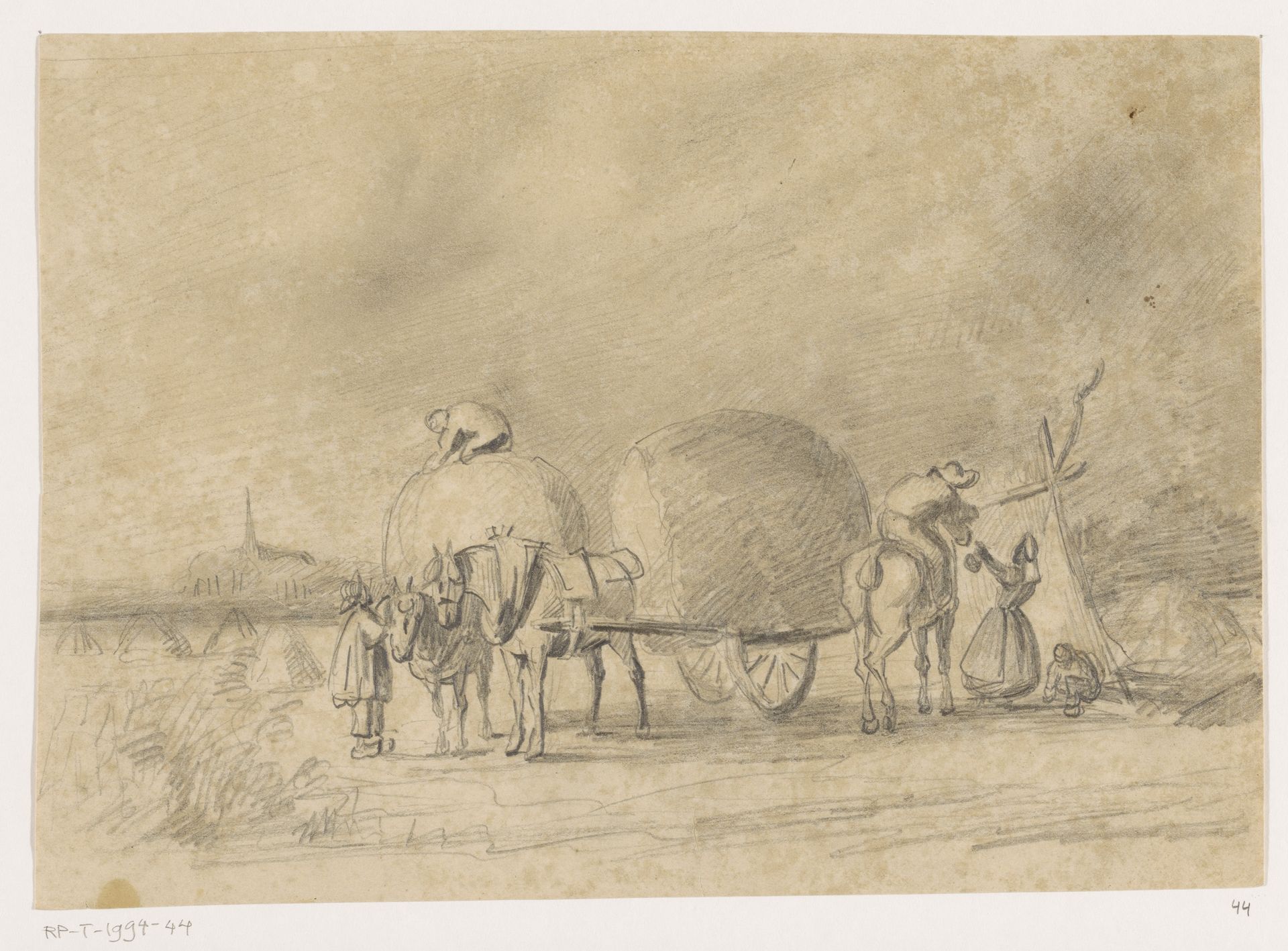 Landlieden bij een kar by Johannes Tavenraat