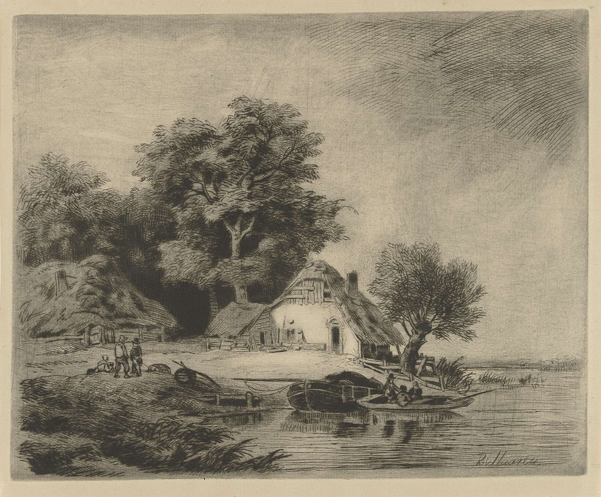 Boerderij aan het water by Remigius Adrianus Haanen