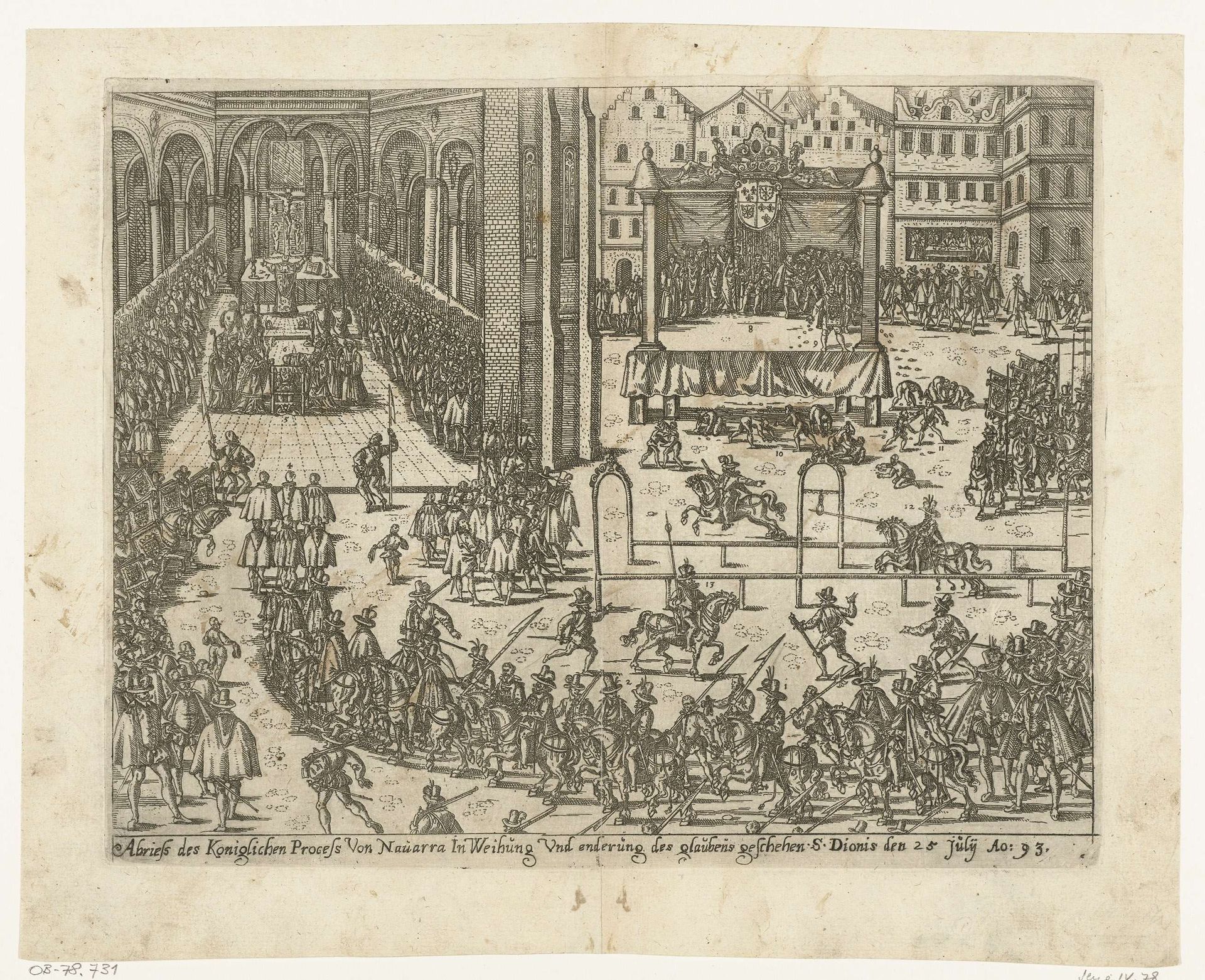 Hendrik IV gaat ter kerk in Saint-Denis, 1593 by Frans Hogenberg
