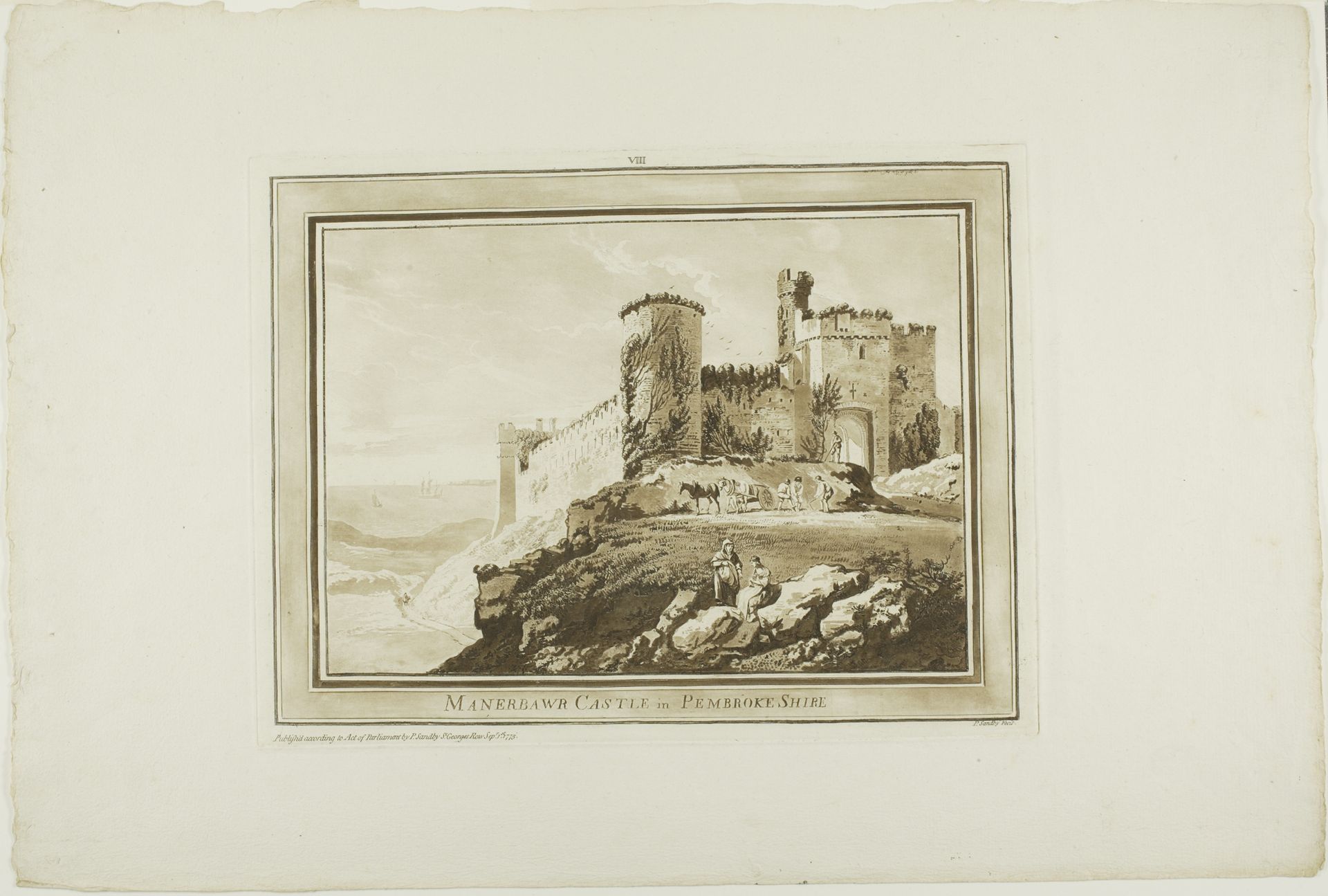 Manerbawr Castle in Pembroke Shire, from Twelve Views in Aquatinta from Drawings taken on the Spot in South Wales by Paul Sandby
