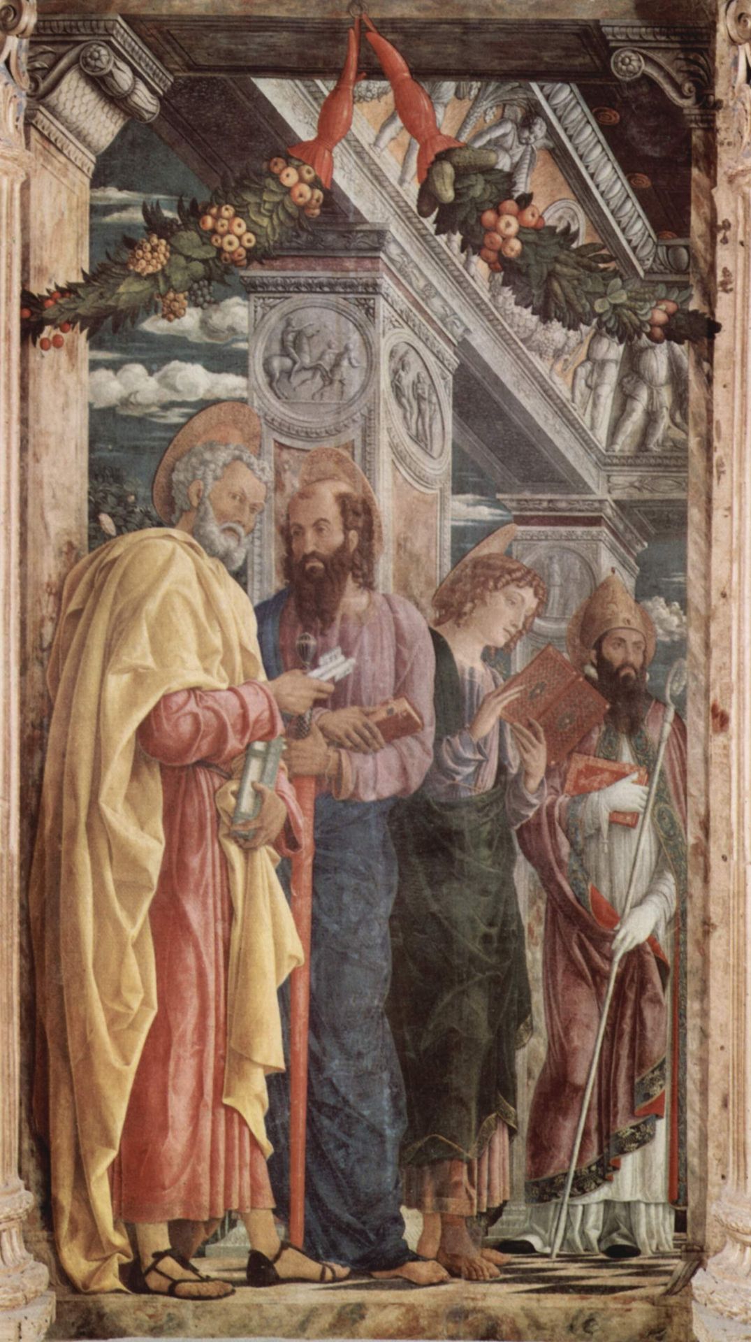 Altarpiece of San Zeno in Verona, left panel of St. Peter and St. Paul, St.John the Evangelist, St. Zeno by Andrea Mantegna