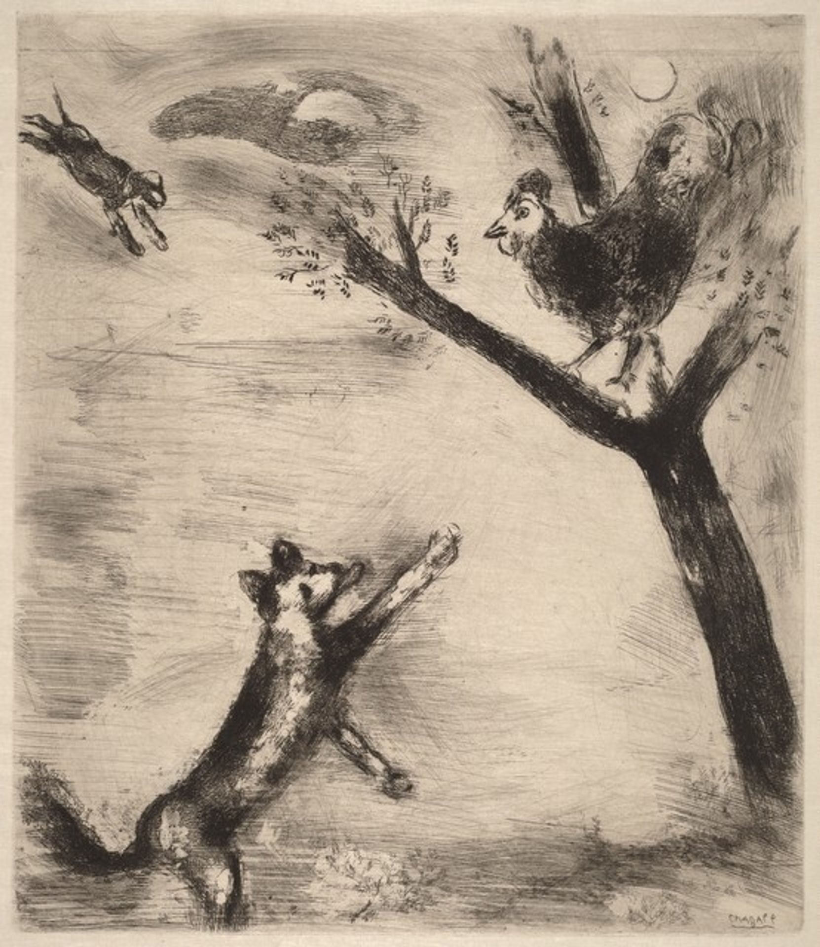 The Cock and the Fox by Marc Chagall