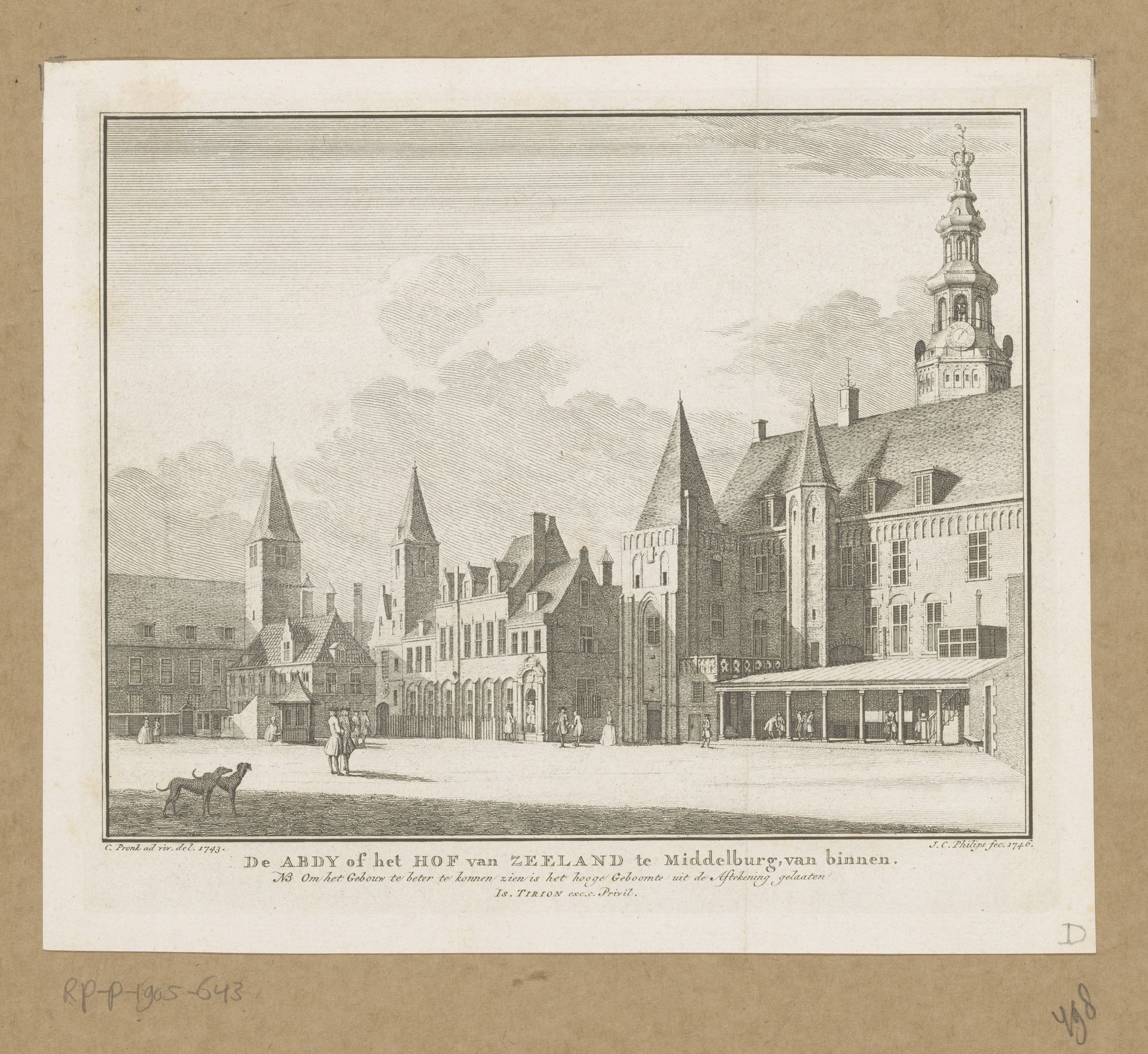 Gezicht op het Abdijplein te Middelburg, 1743 by Jan Caspar Philips