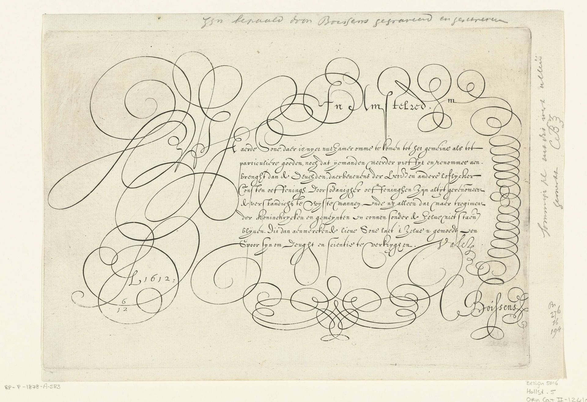 Kalligrafie: ‘Waerde Sone daer is nuet nutzamer omme te komen tot het gemeine als tot particuliere goeden….’ by Anonymous