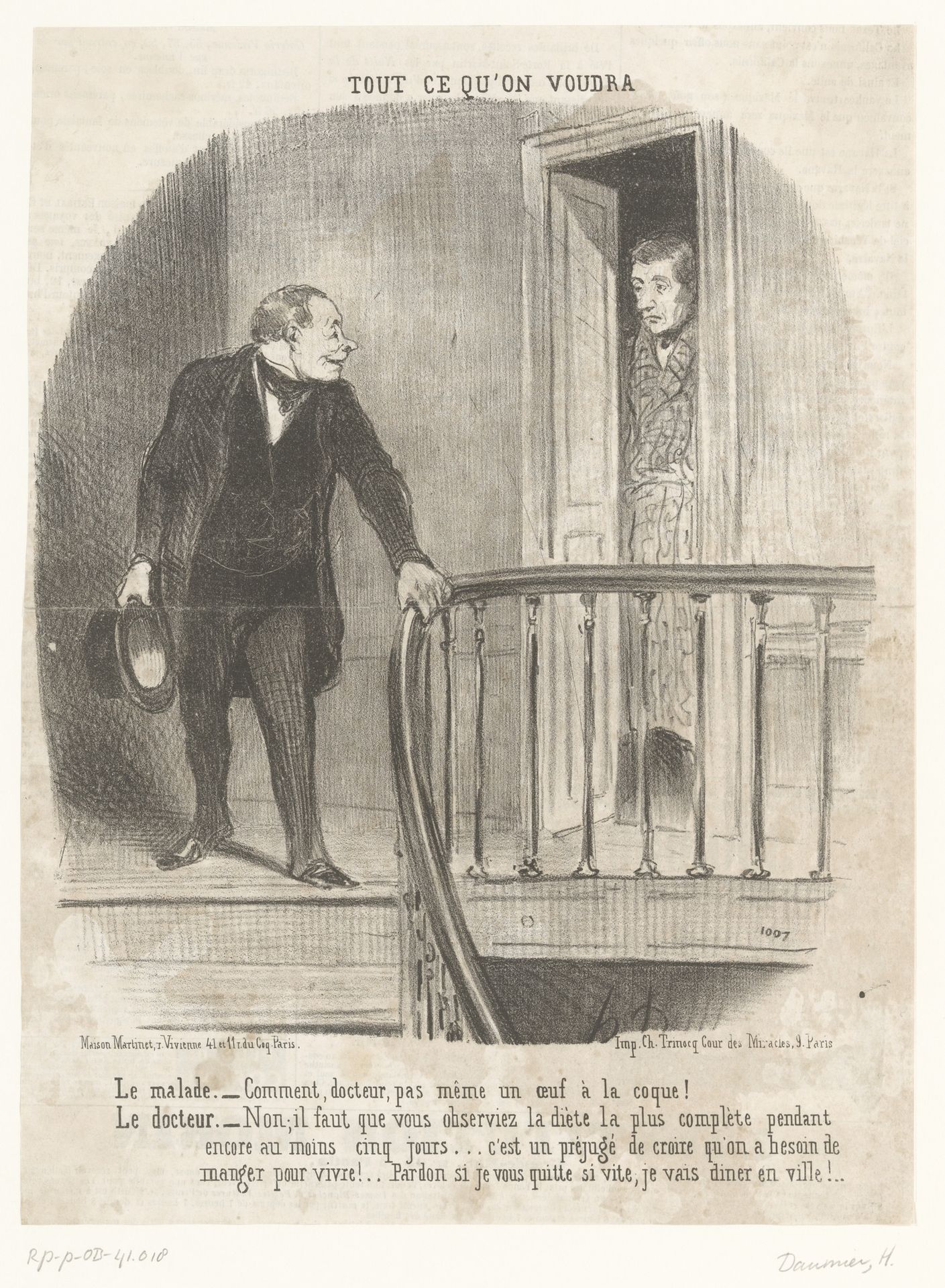Dokter neemt afscheid van zijn patiënt by Honoré Daumier