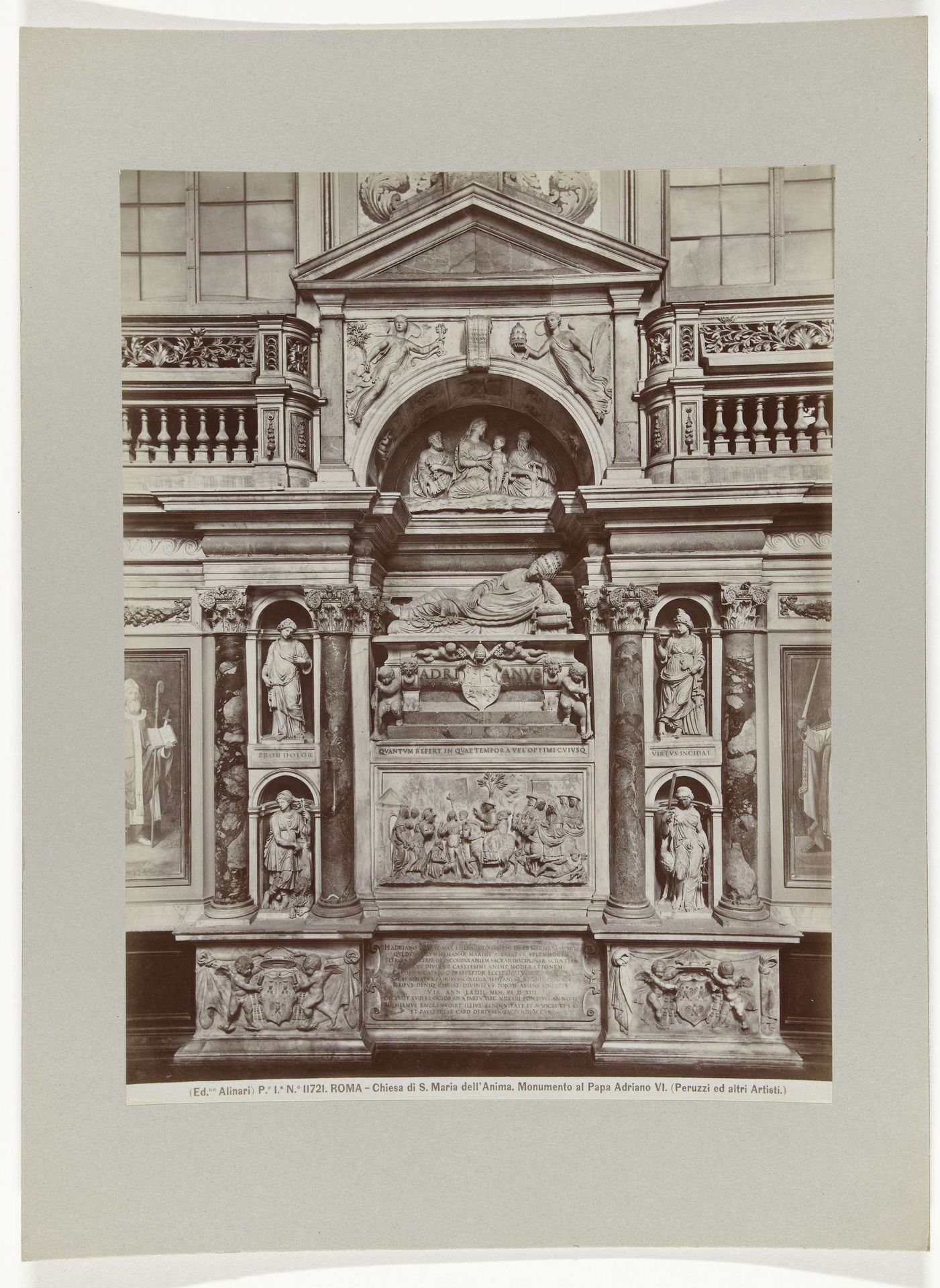 Monument voor Adrianus VI in de Santa Maria dell'Anima by Fratelli Alinari