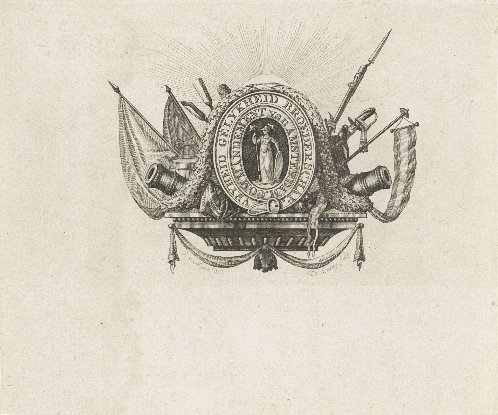 Vignet van het commandement van Amsterdam, 1795 by Theodoor Koning