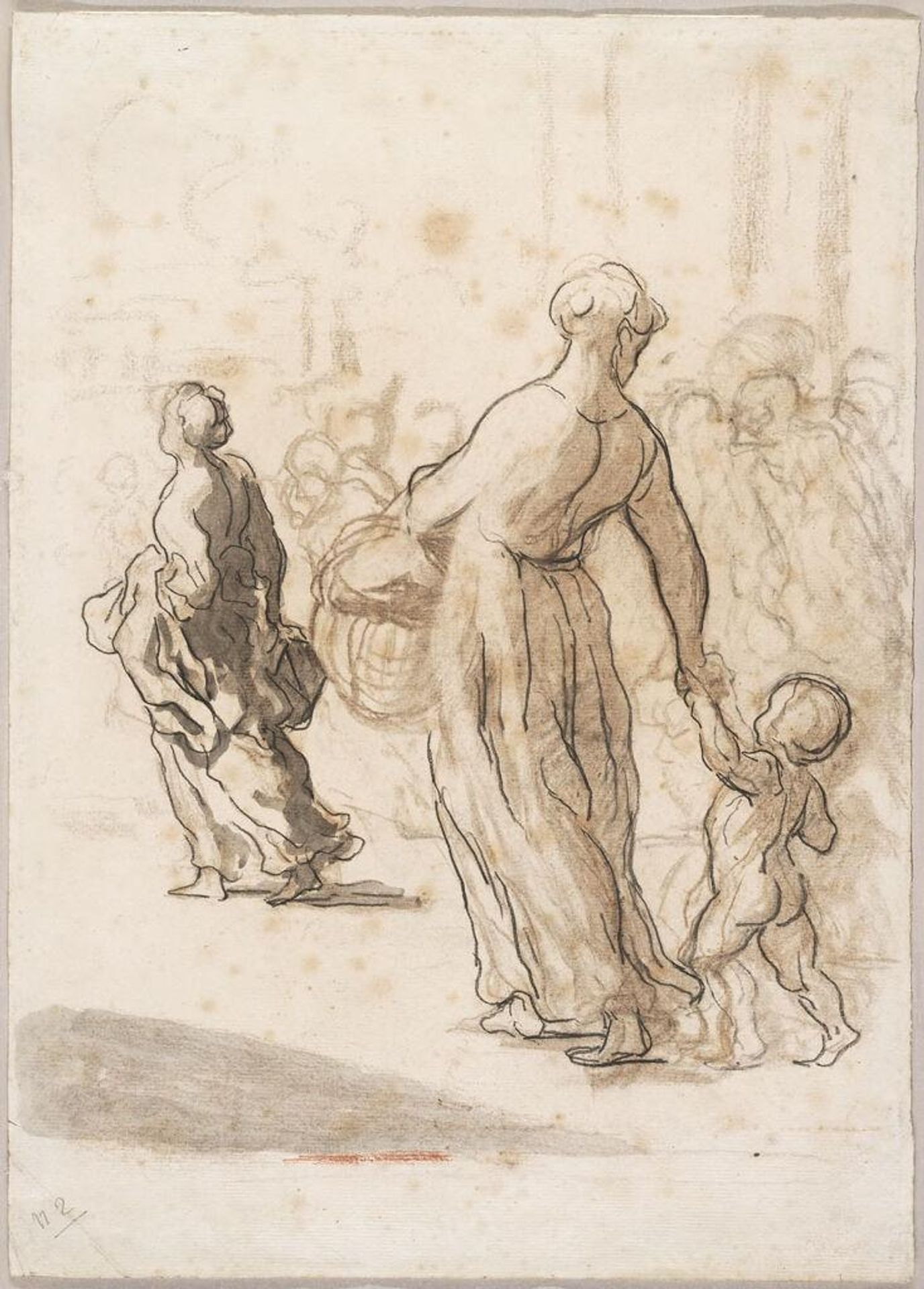 Two Women and a Child by Honoré Daumier