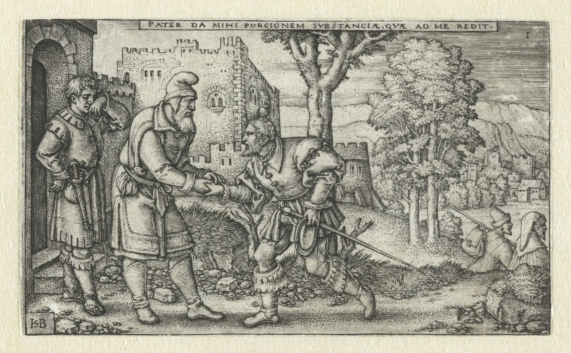 Vertrek van de verloren zoon by Sebald Beham