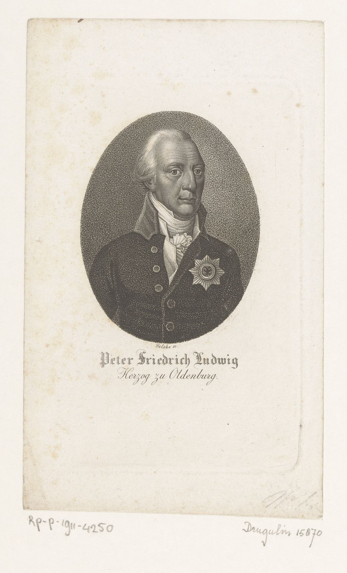 Portret van Peter Friedrich Ludwig von Oldenburg by Tobias Falke