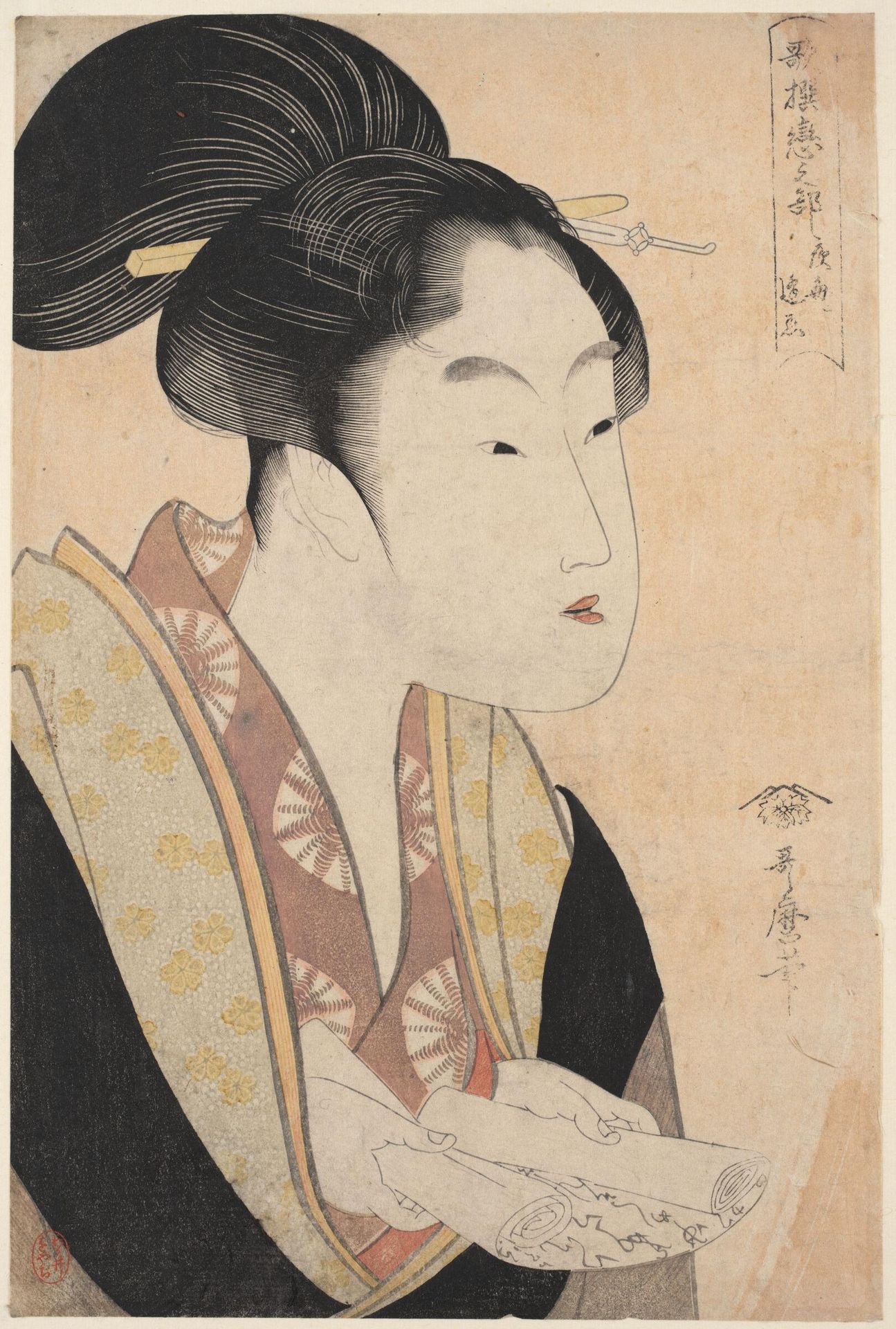 Love that Meets Each Night (Yo-goto ni au koi) from the series Anthology of Poems: The Love Section (Kasen koi no bu) by Kitagawa Utamaro åå¤å·æ­éº?"Late Edo period