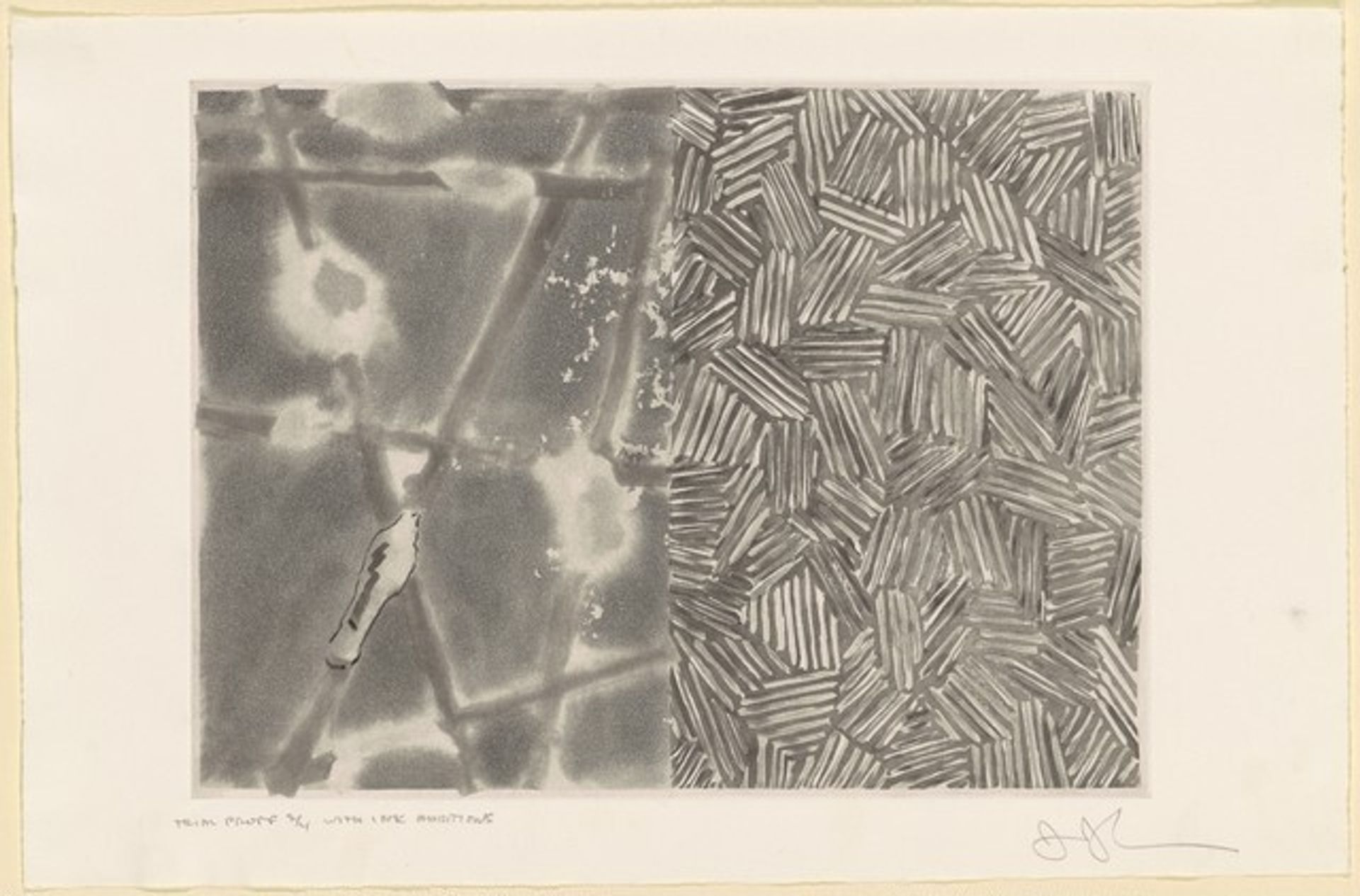 Casts and Hatching [trial proof 2/4 with ink additions] by Jasper Johns