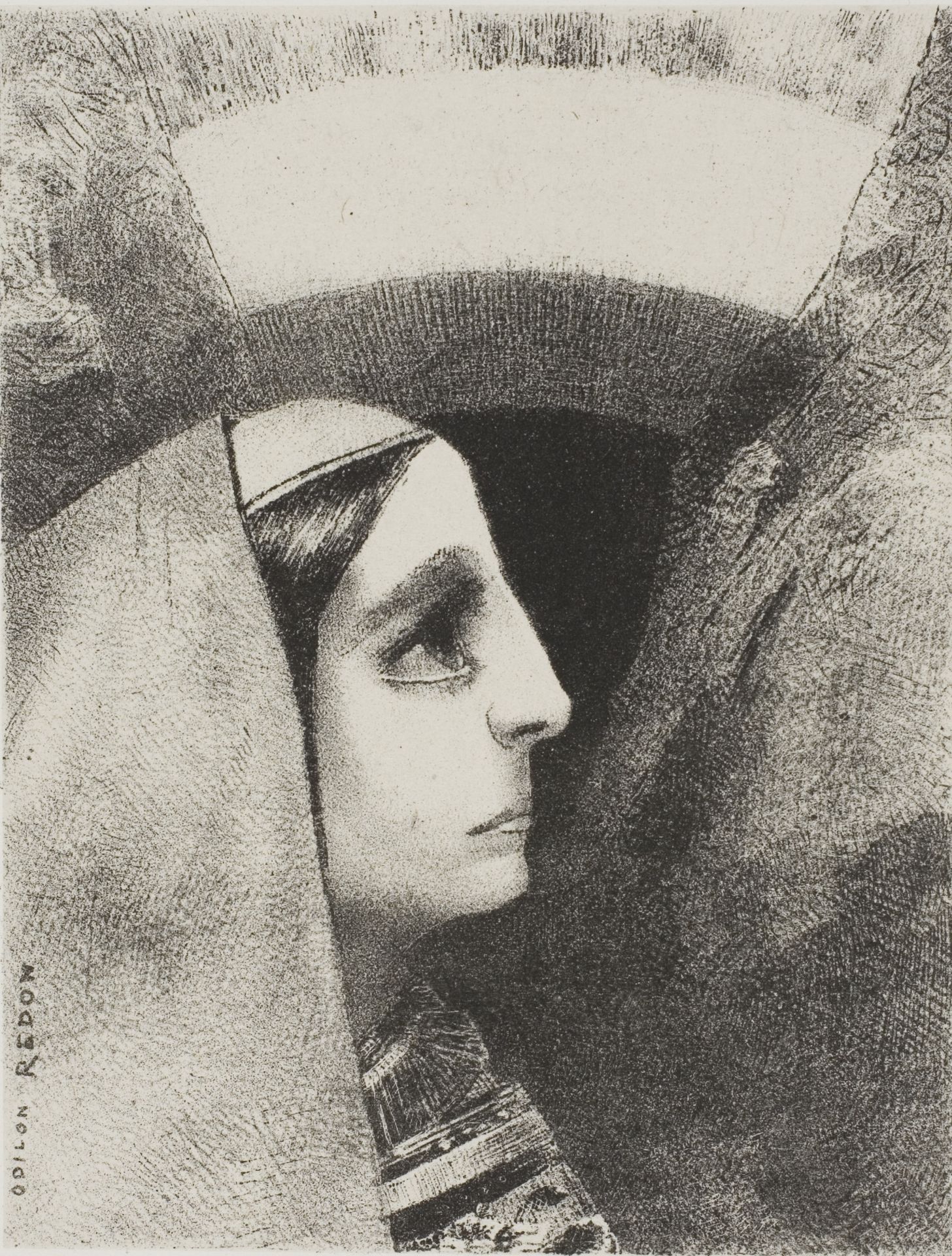 Before the Black Sun of Melancholy, Lenore Appears, plate two from To Edgar Poe by Odilon Redon
