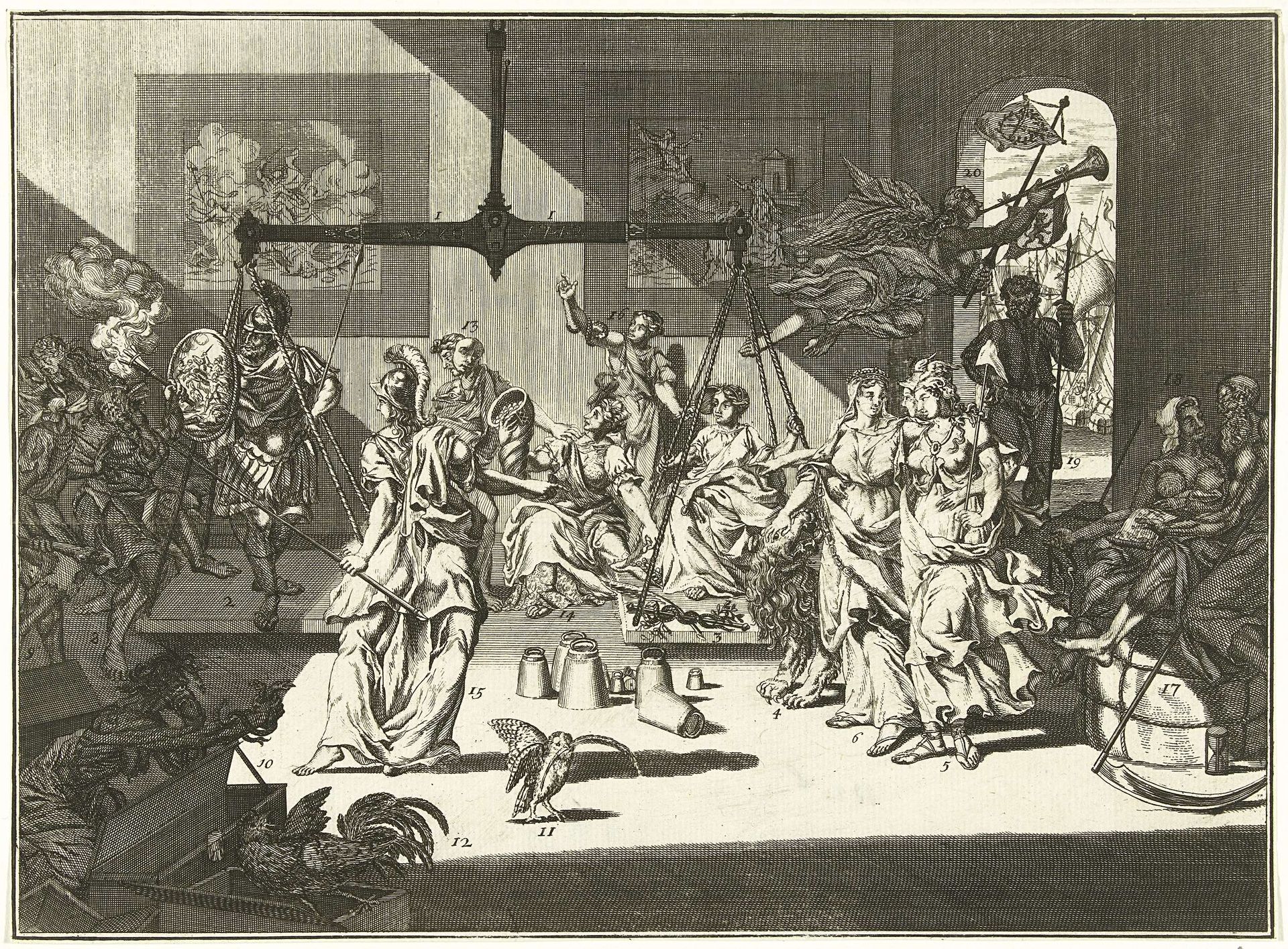 Allegorie op de neutraliteit van Nederland in de Oostenrijkse Successieoorlog, 1742 by Anonymous