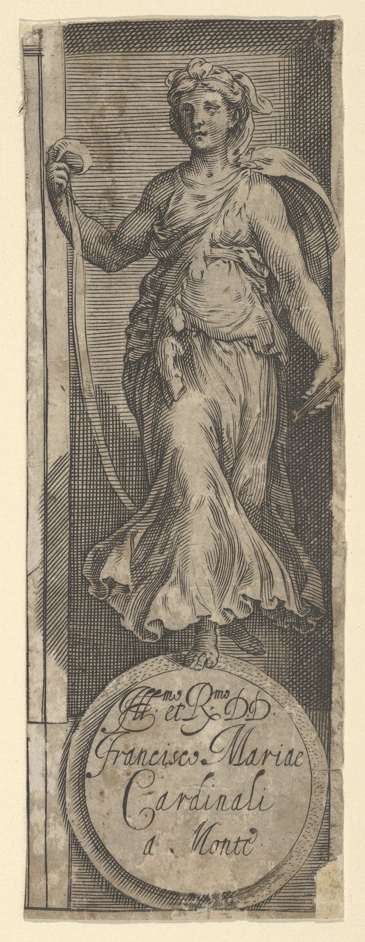 Female figure standing in the right-hand margin of the third sheet of the Rape of the Sabine Women by Cherubino Alberti