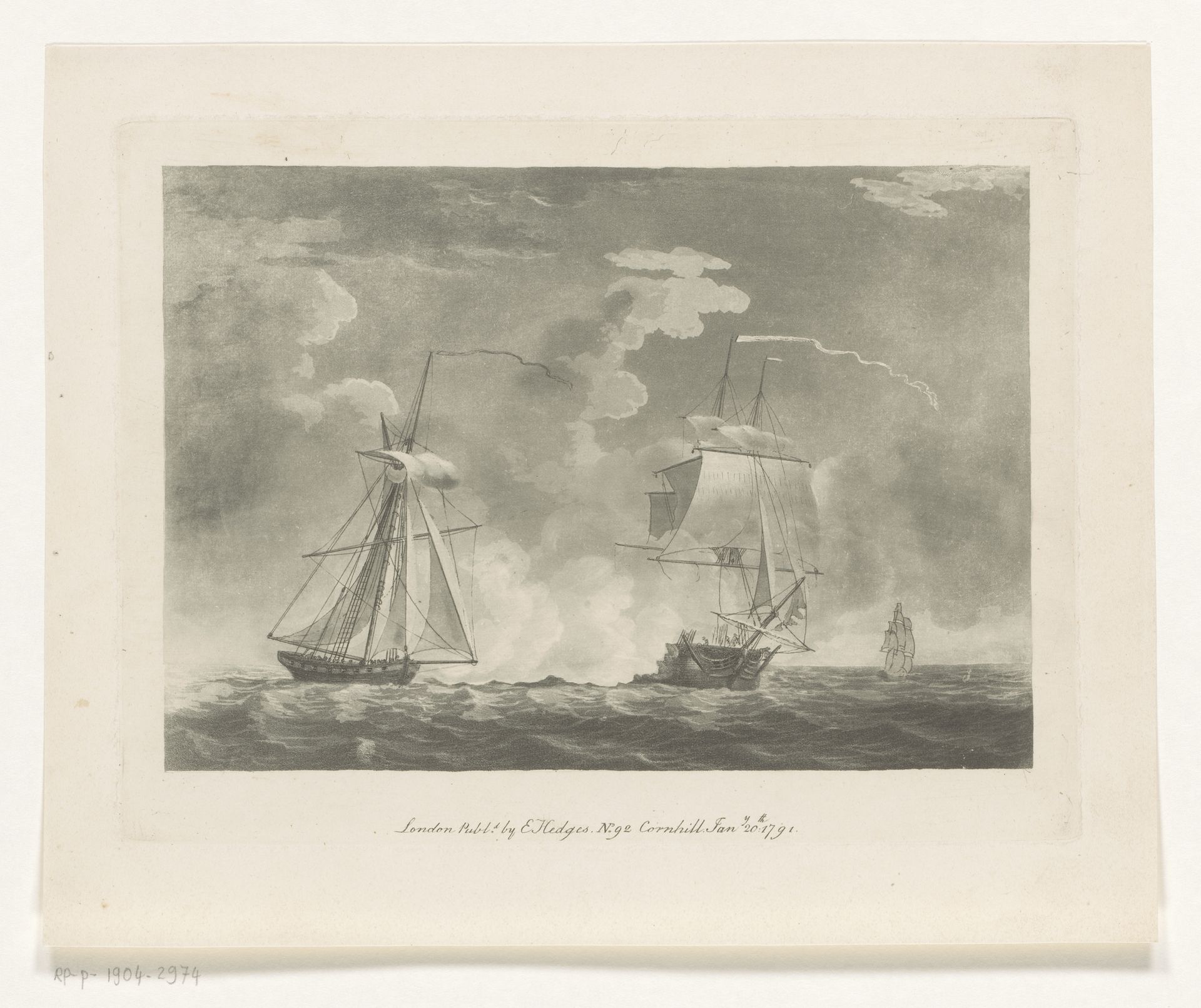 Schepen in de mist op zee by Edward Hedges