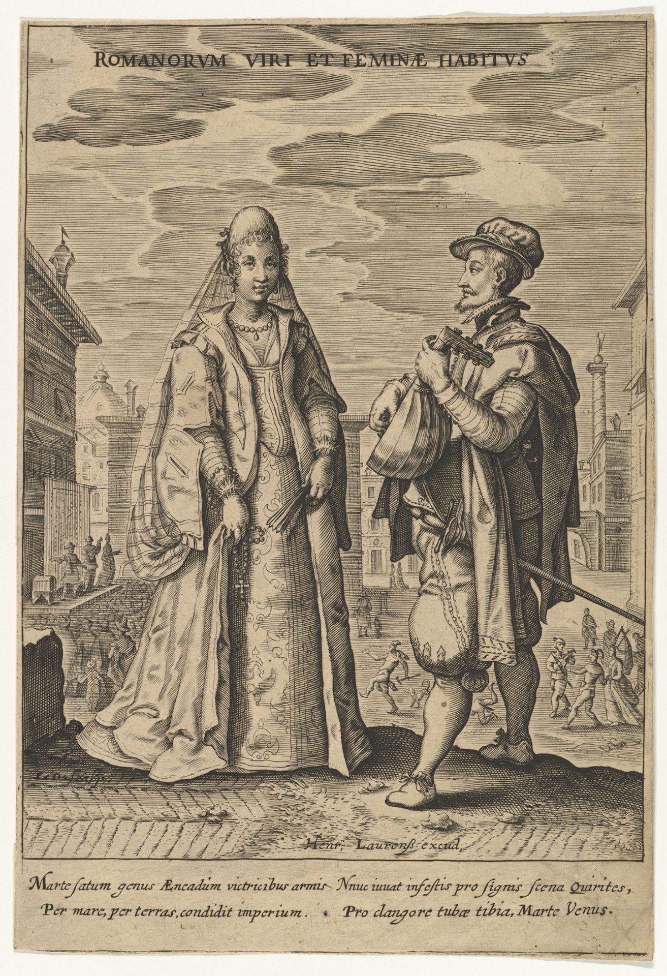 Romanorium Viri et Feminae Habitus, from Fashions of Different Nations (copy) by Master ID