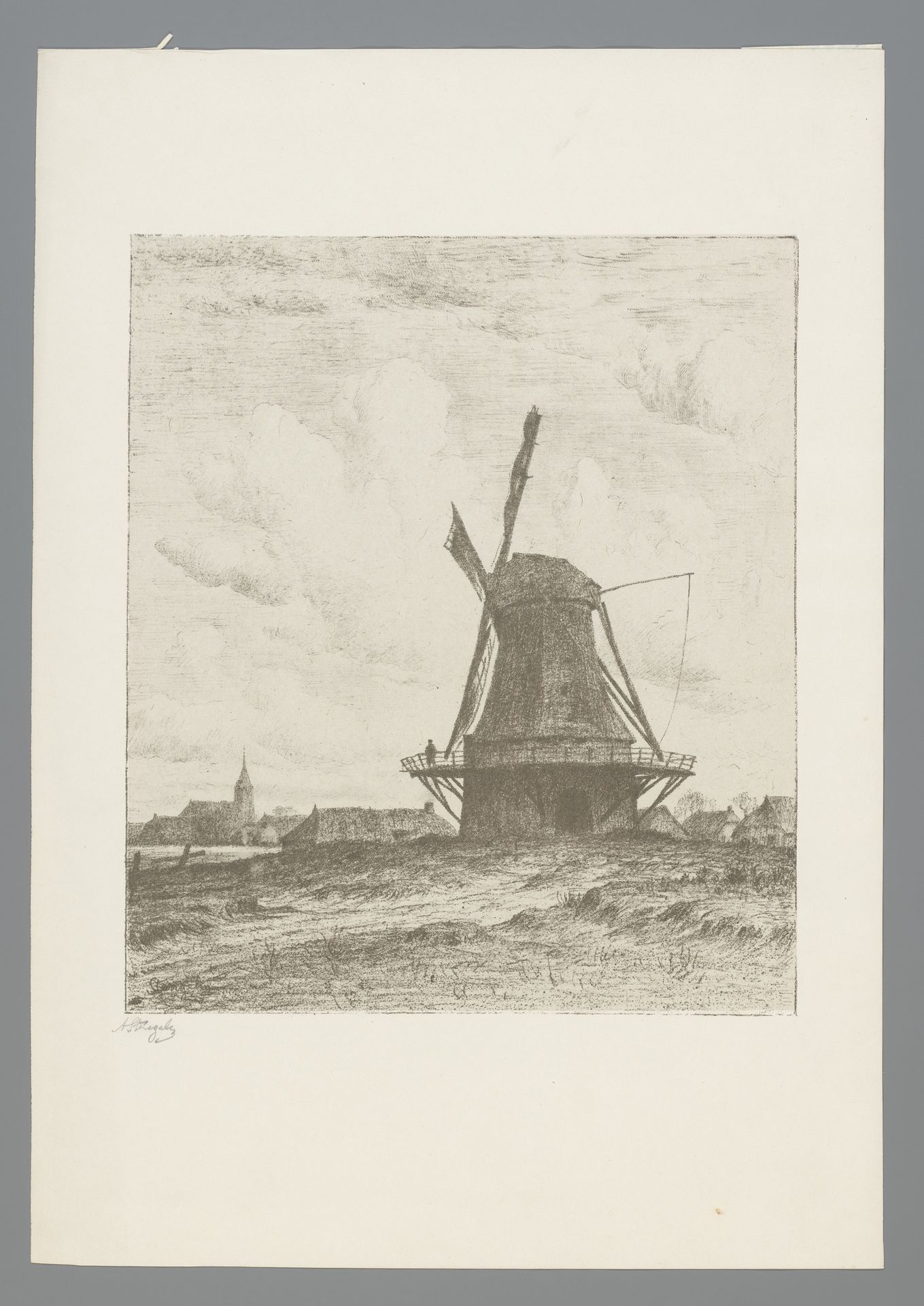 Windmolen aan de rand van Beilen by Alphonse Stengelin