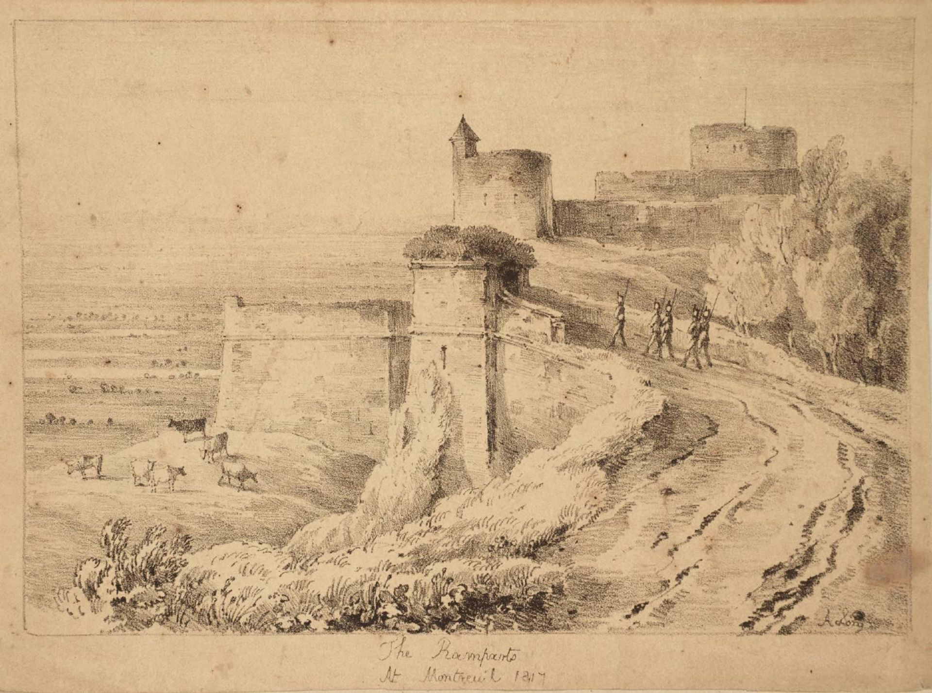 The Ramparts at Montreuil. Verso: [title not known] by  Amelia Long