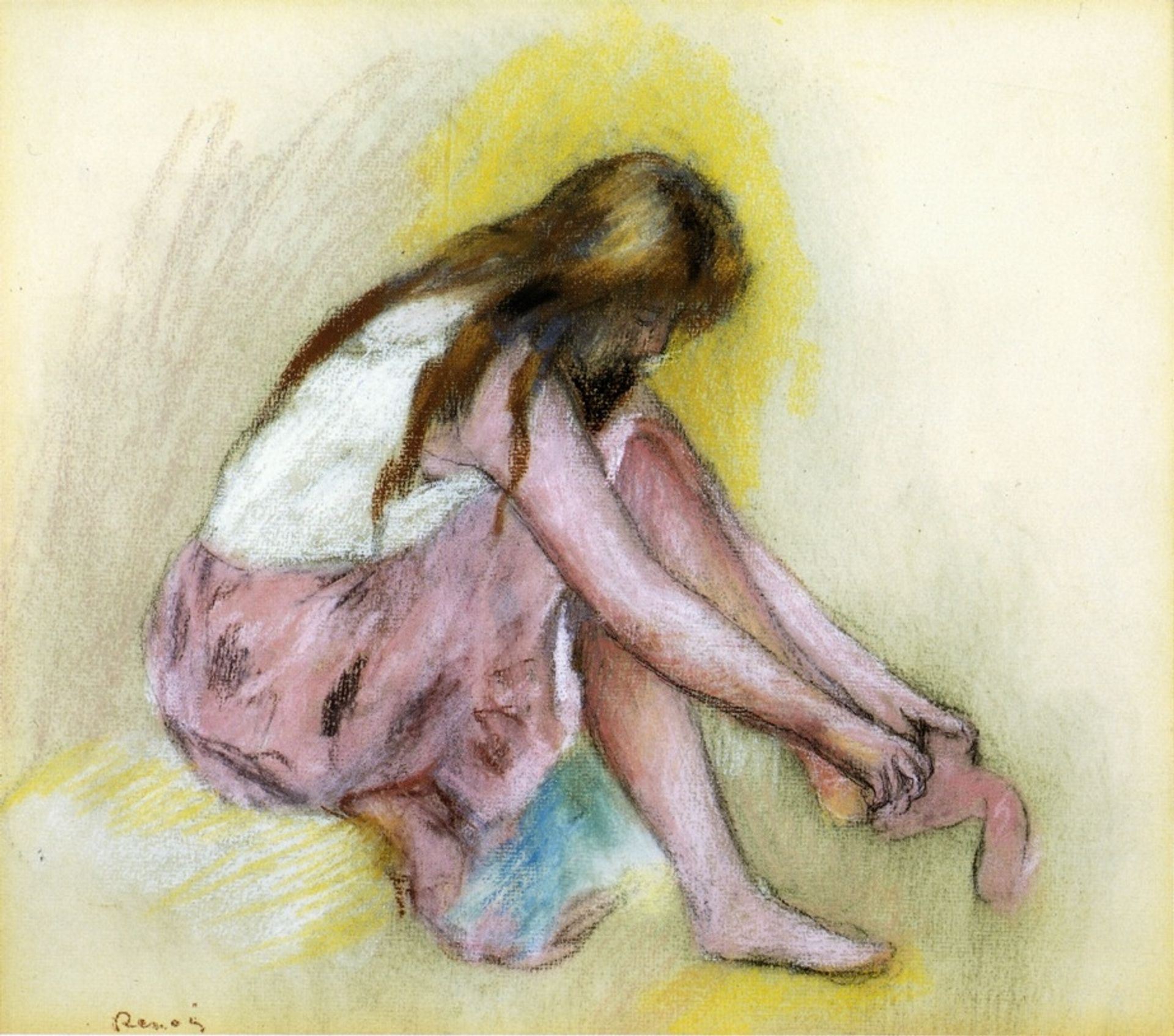 Young Girl Slipping on Her Stockings by Pierre-Auguste Renoir