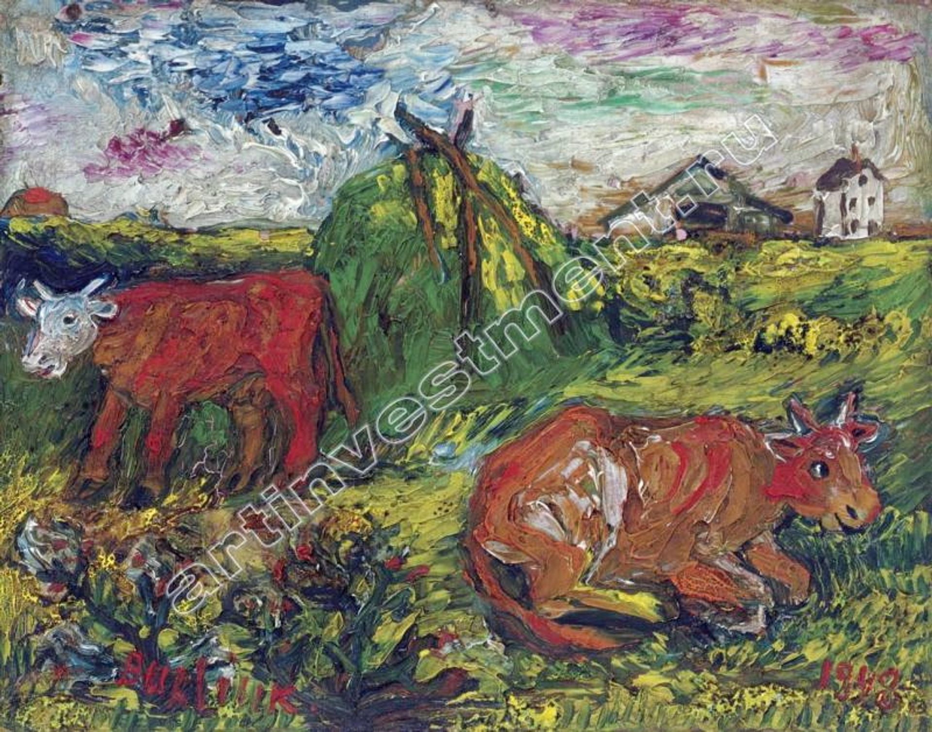 Field with Cattle by David Burliuk