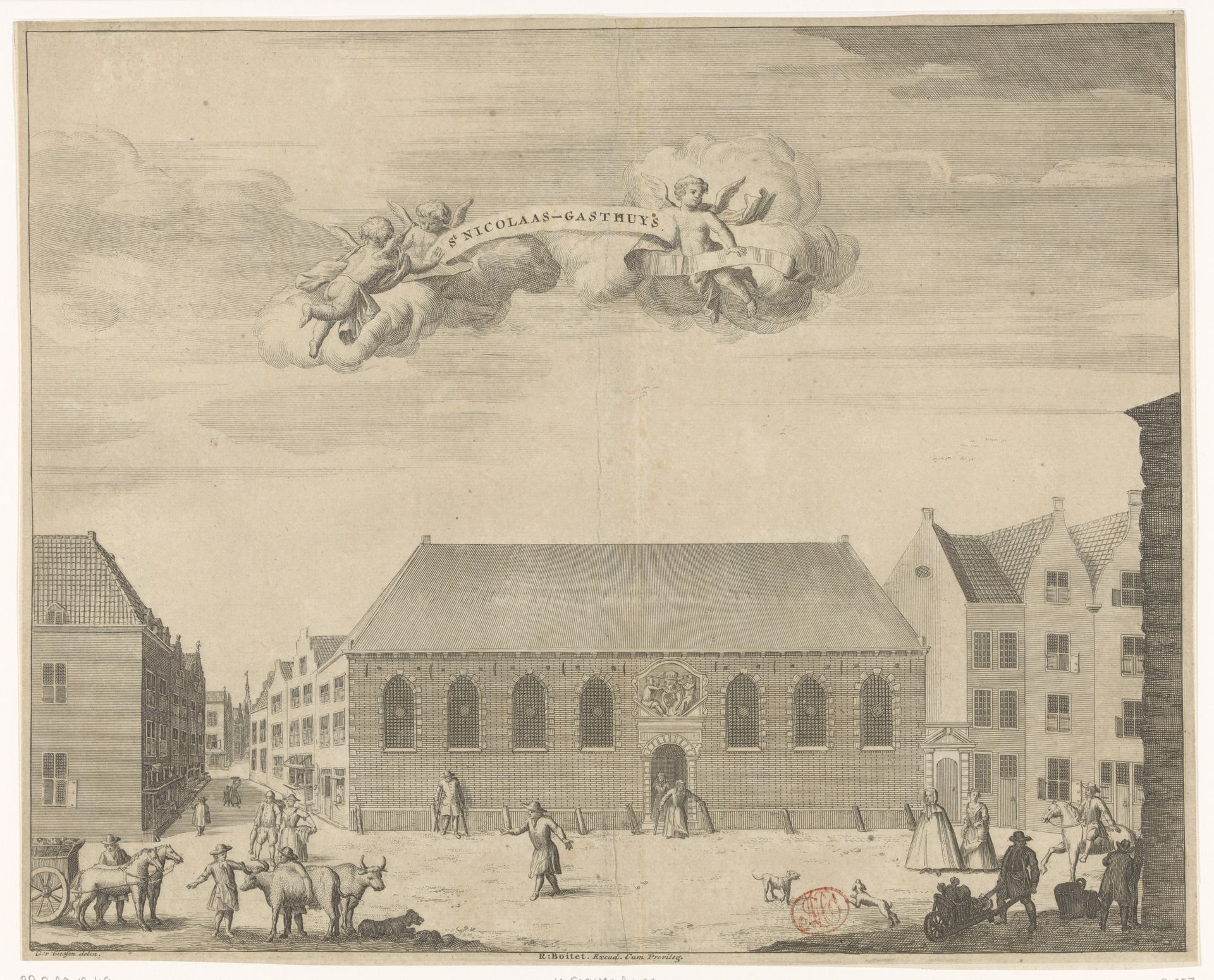 Gezicht op het Sint-Nicolaas Gasthuis te Den Haag by Anonymous
