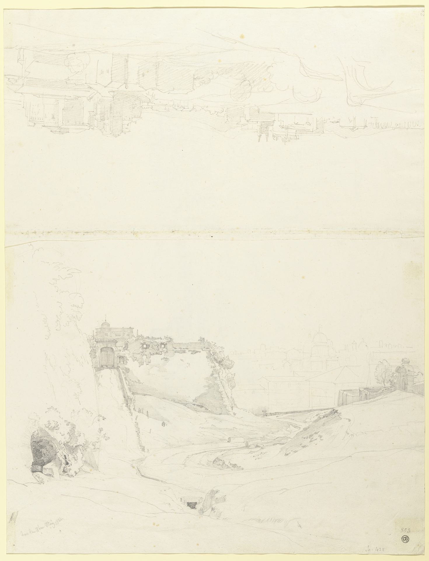 Aufgangsrampe zu SS. Quatro Coronati, darüber die skizzierte Ansicht des Recto by Ernst Fries