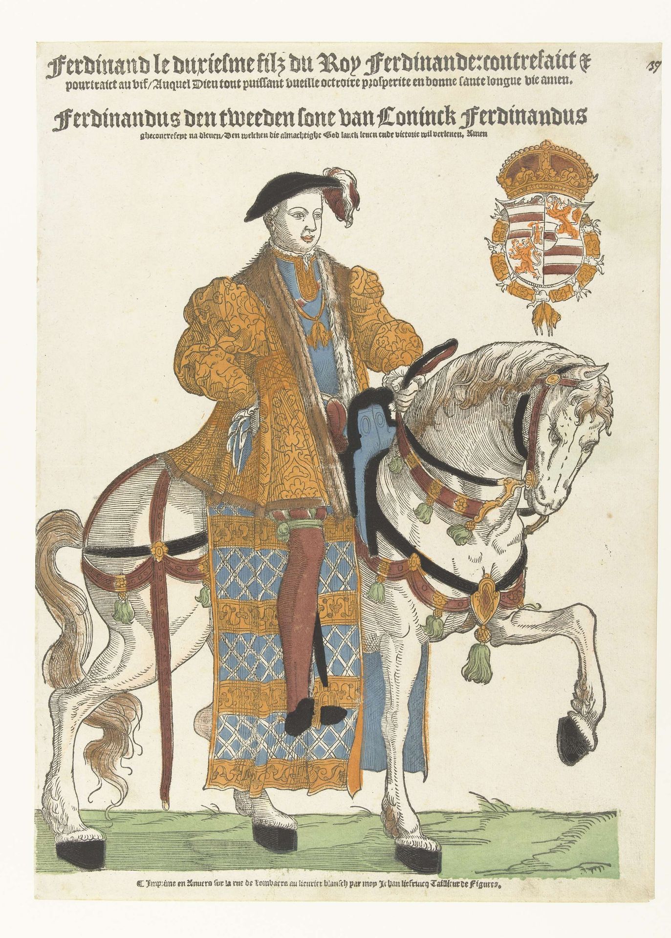 Portret van Ferdinand van Tirol te paard by Cornelis Anthonisz.