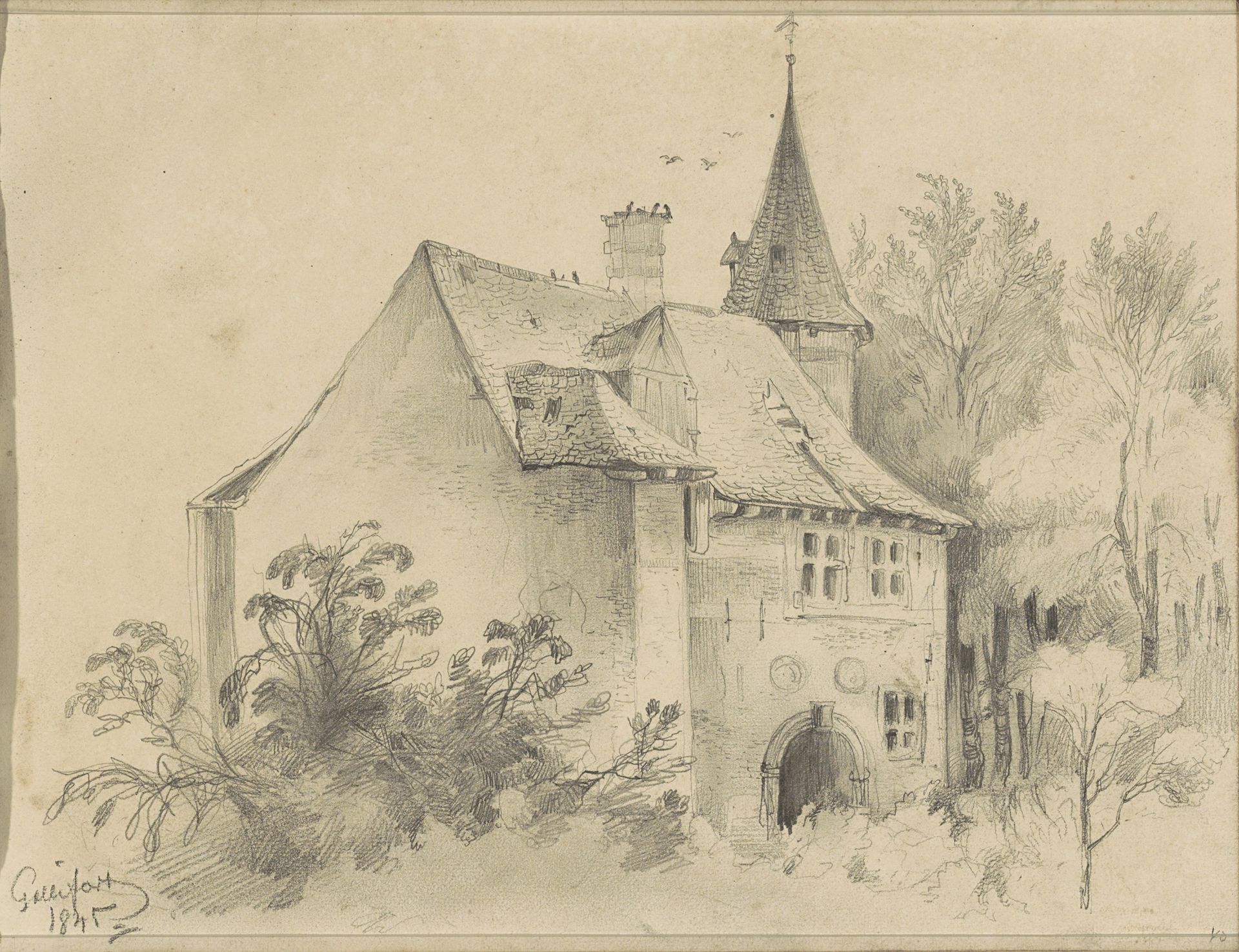 Kerk in Gallifort bij Antwerpen by Johannes Tavenraat