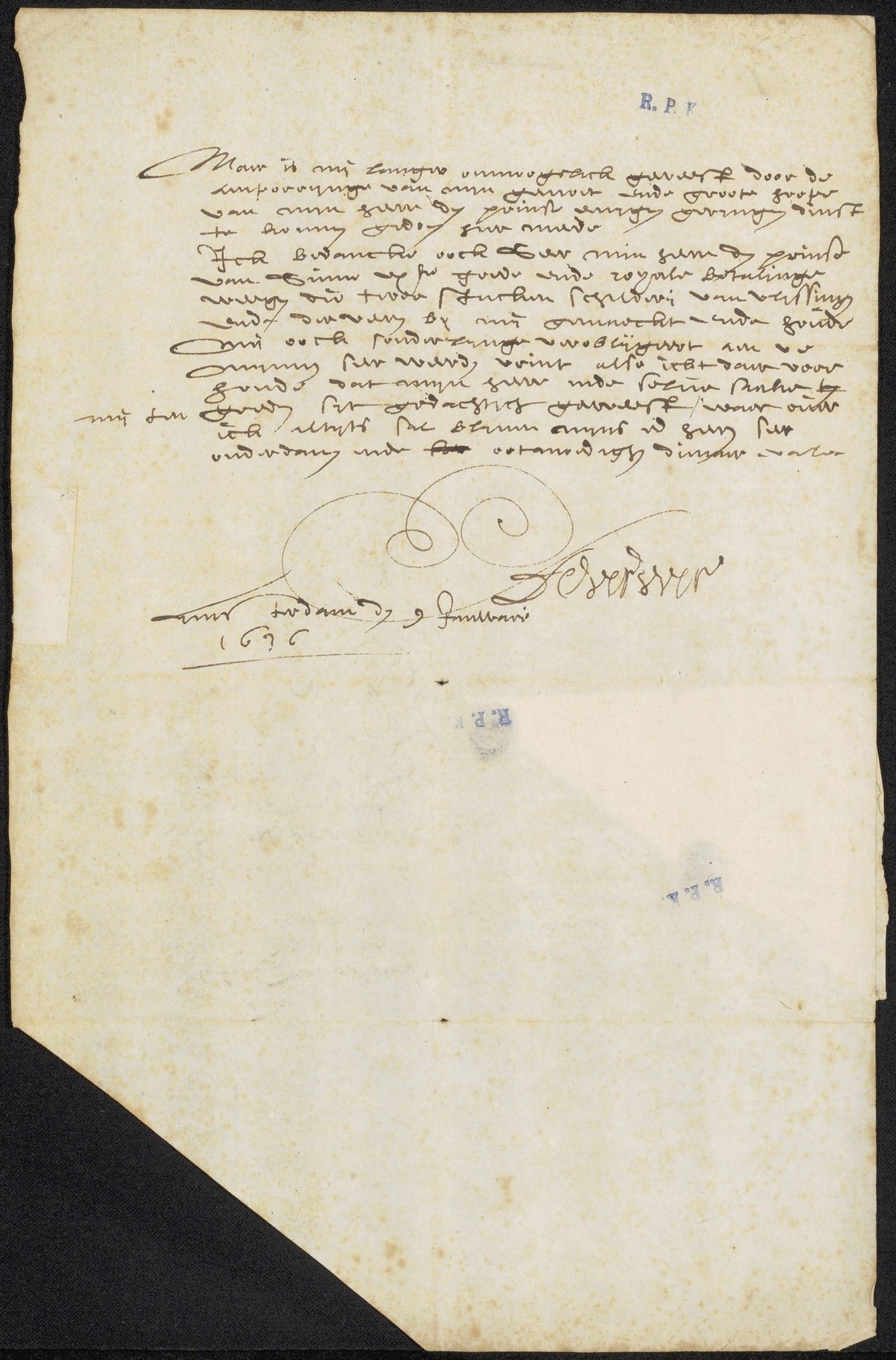 Brief aan Constantijn Huygens (I) by Abraham de Verwer