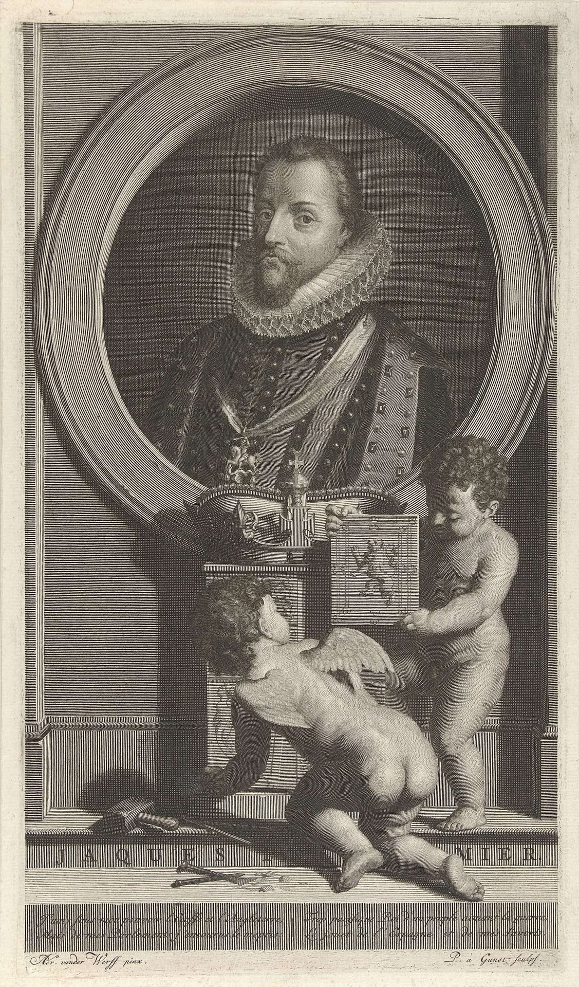 Portret van koning Jacobus I van Engeland by Pieter van Gunst