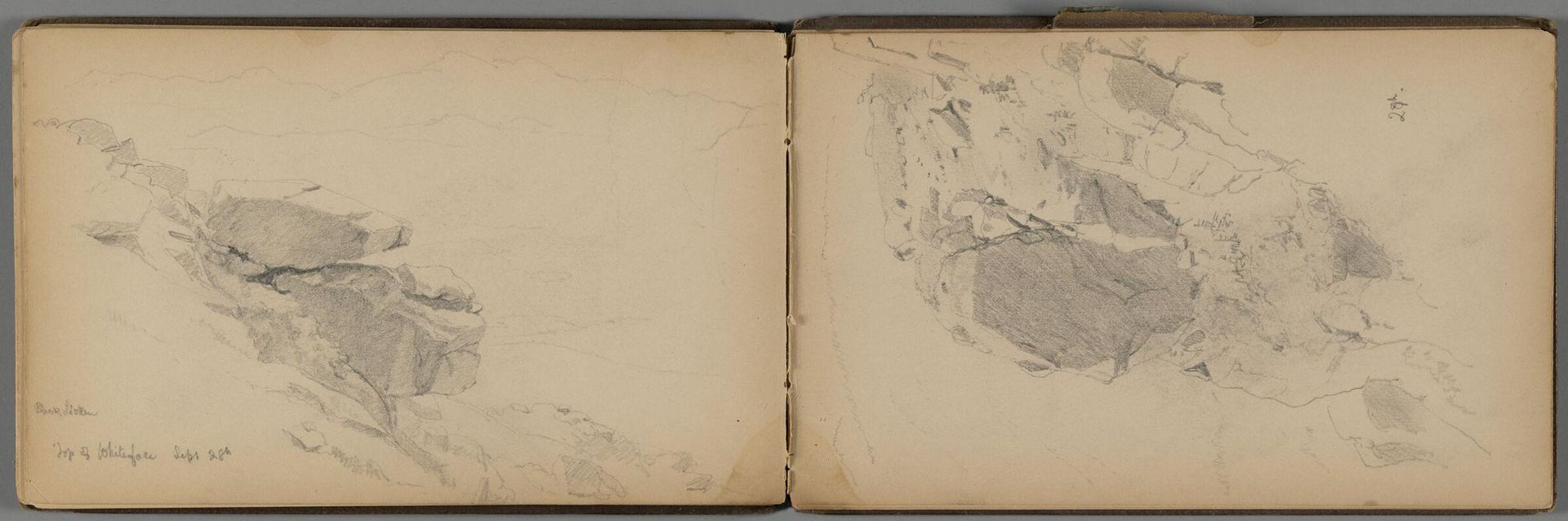 Rocky Cliff; verso: Partial Adirondack Landscape by Sanford Robinson Gifford