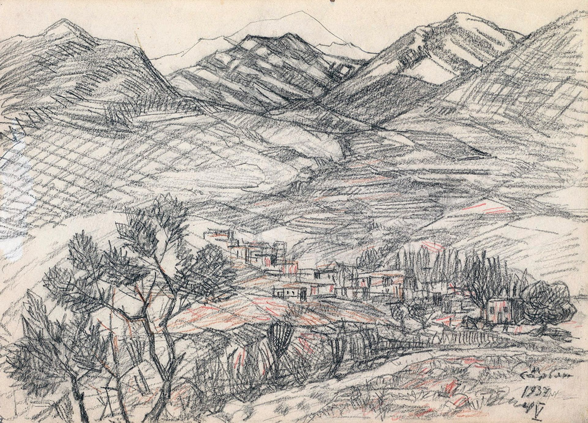 Village at the foot of the mountain by Martiros Sarian