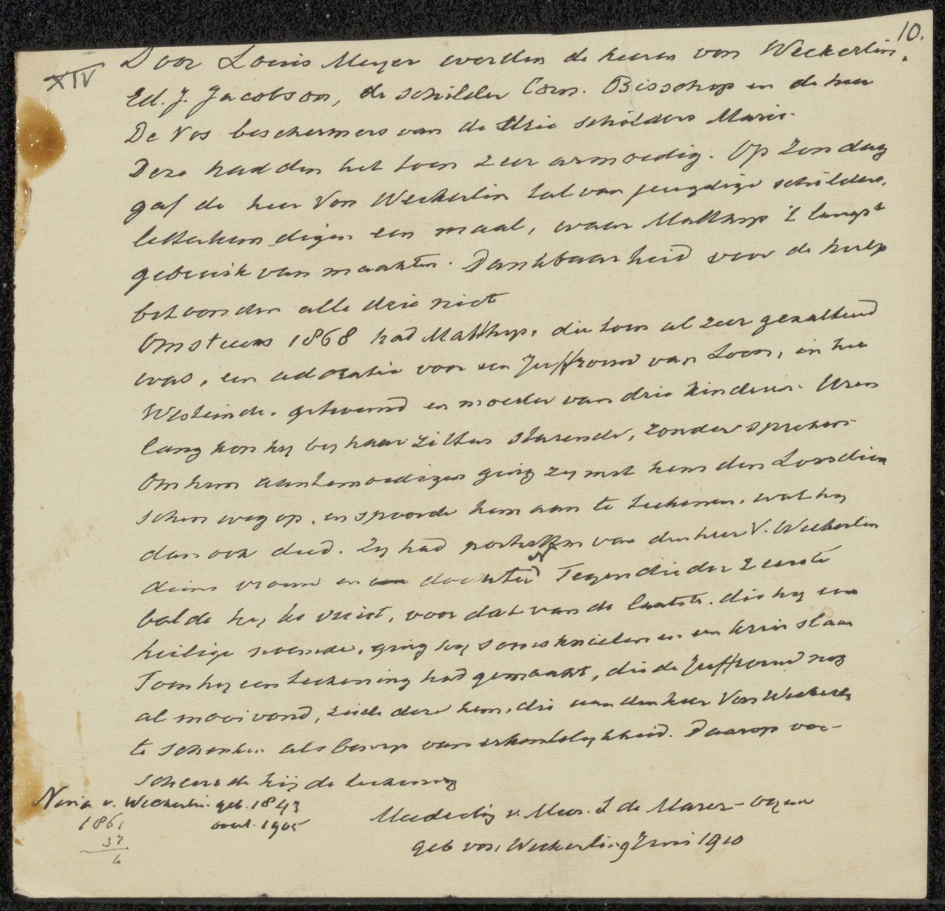 Aantekening betreffende Matthijs Maris by Pieter Haverkorn van Rijsewijk